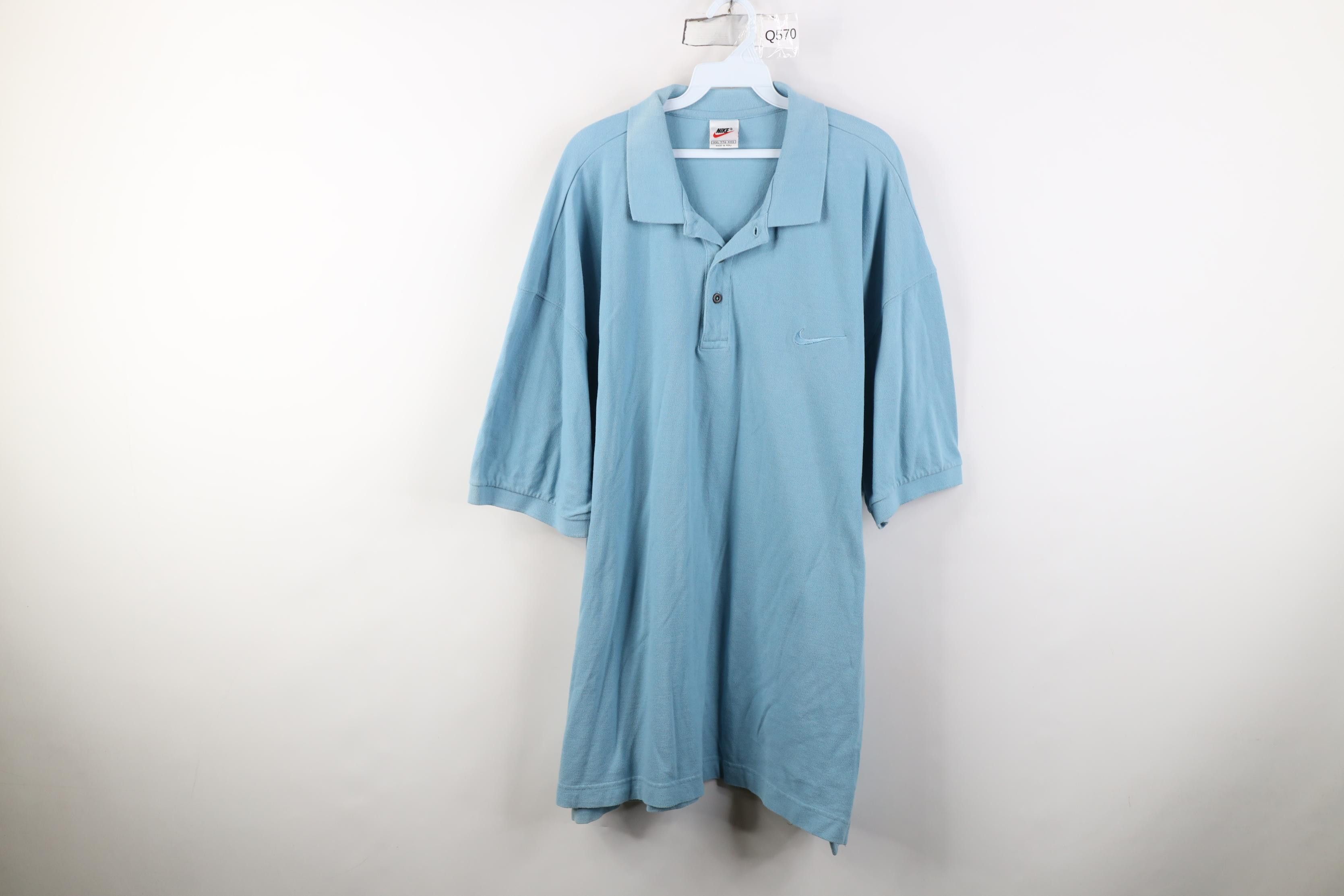 Nike Vintage 90s Nike Monochrome Knit Golf Polo Shirt Light Blue Size US XXL / EU 58 / 5 - 1 Thumbnail