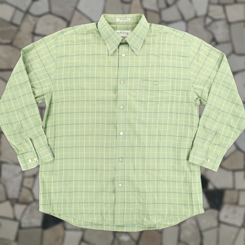 Orvis Orvis Shirt Striped Long Sleeve Button Down Green Men XL Brushed Cotton Relaxed 25in Pit to Pit 33in Length Size US XL / EU 56 / 4 - 1 Thumbnail