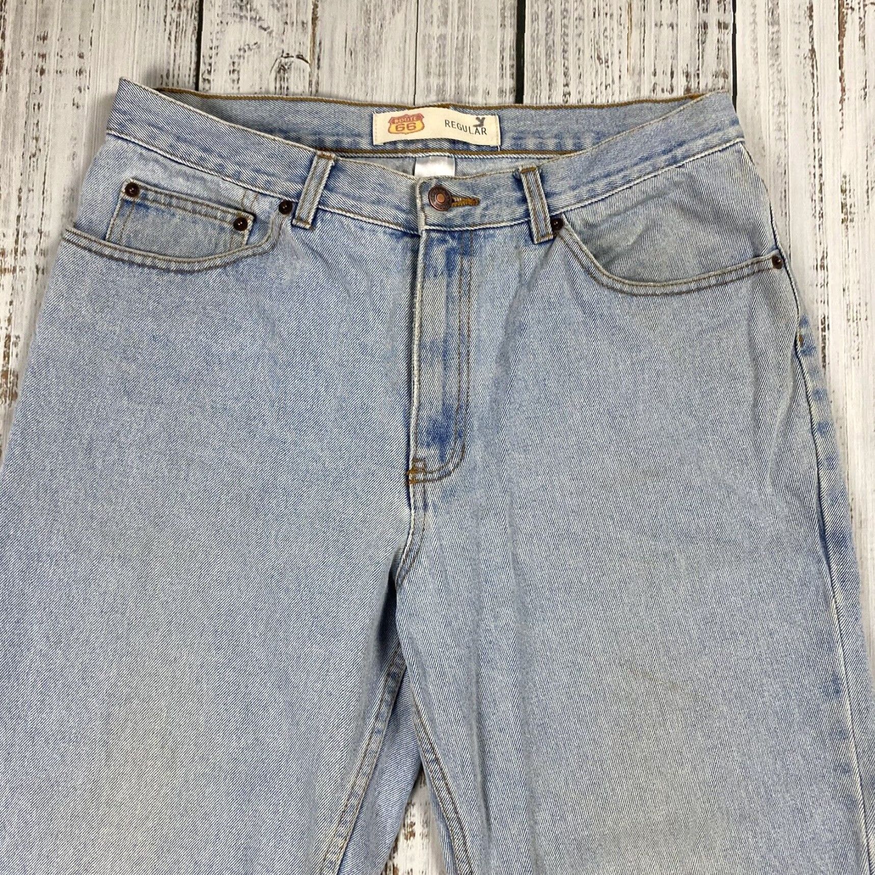 Route 66 ROUTE 66 MEN Jeans 34x30 Regular Distressed Medium Denim Blue 5-Pocket Straight American Mens Size US 34 / EU 50 - 2 Thumbnail