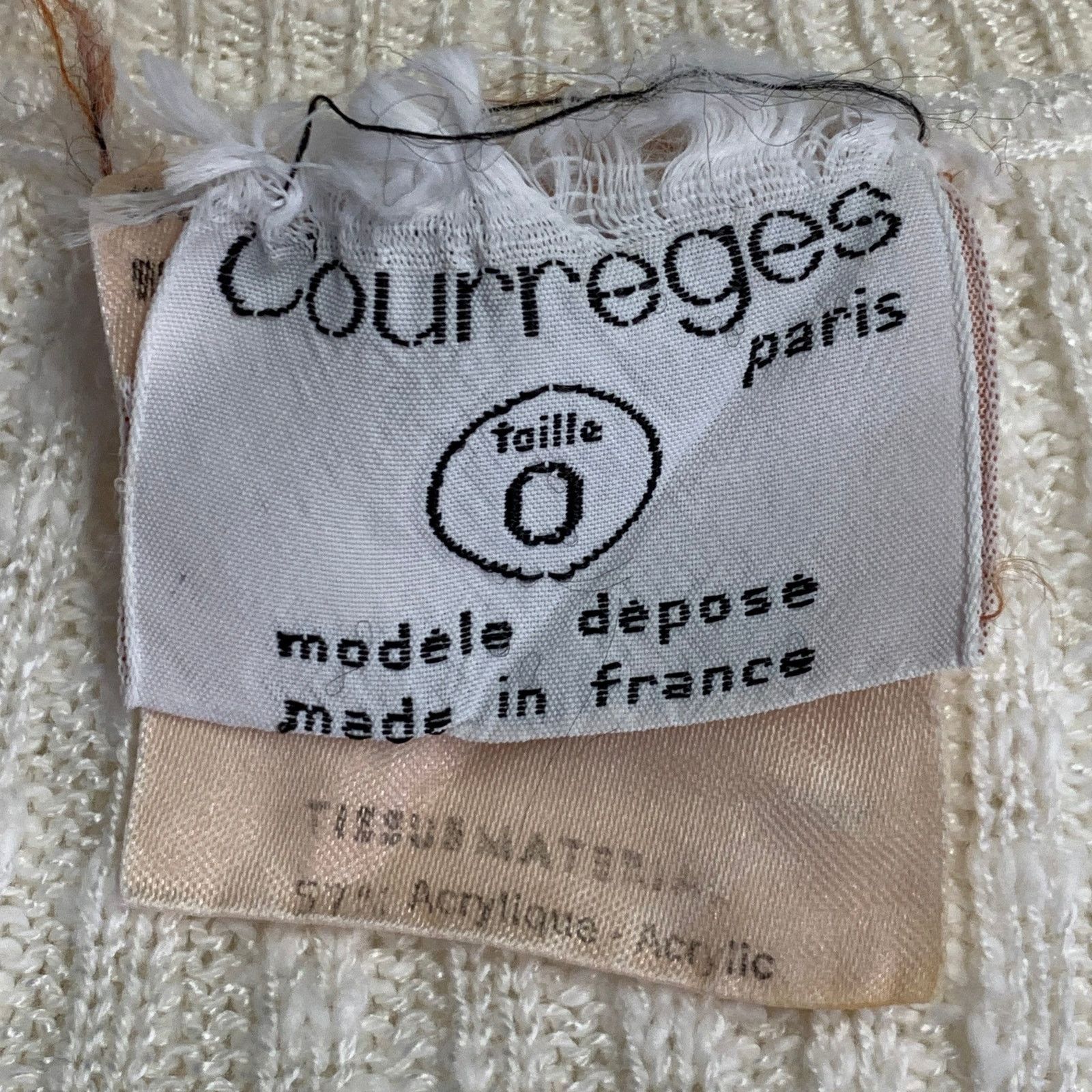 Courreges COURREGES 0 Cream Acrylic Cotton Rib Knit V-Neck Cardigan Size XS / US 0-2 / IT 36-38 - 8 Thumbnail
