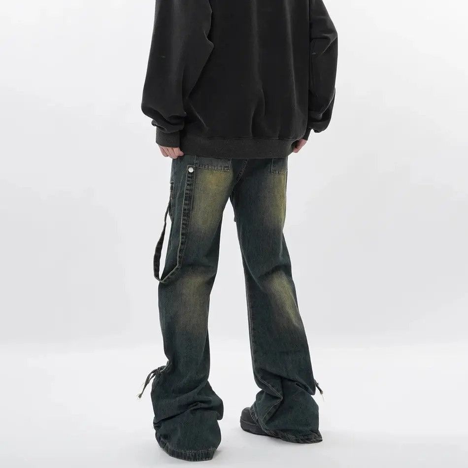 Japanese Brand Flare Jeans Men Y2k Streetwear Autumn Casual Size US 28 / EU 44 - 5 Thumbnail