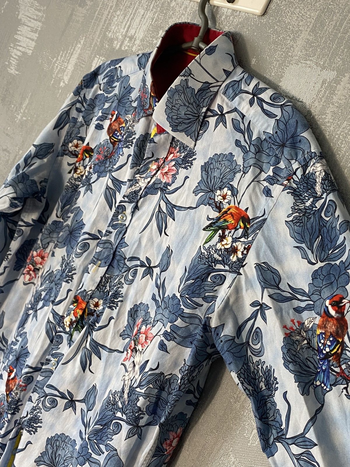 Designer Claudio Lugli Couture Flowers and Birds Shirt Button up Size US L / EU 52-54 / 3 - 2 Thumbnail