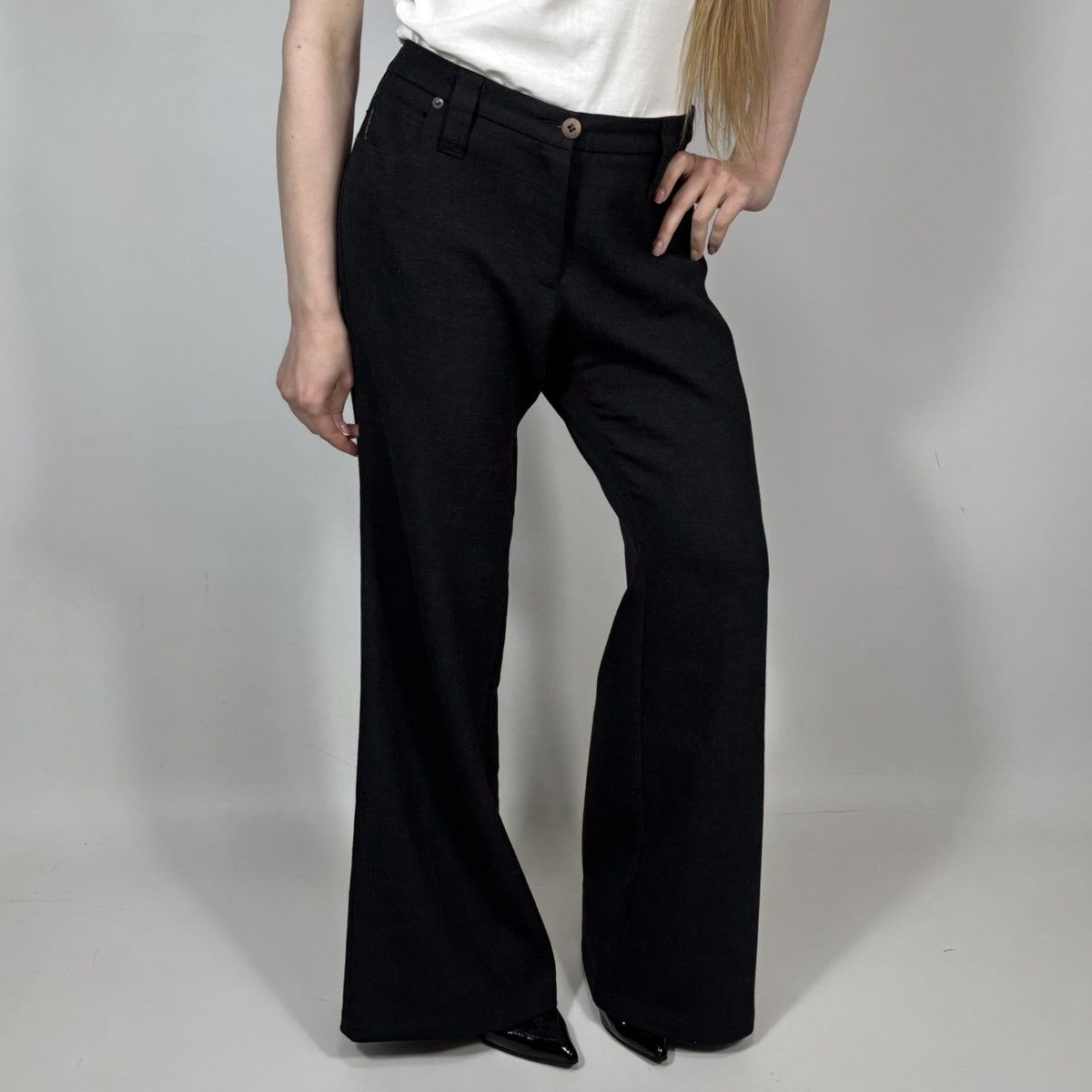 Armani Vintage Y2K Armani Jeans Luxury Flared Wide Classic Pants Size 29" - 4 Thumbnail