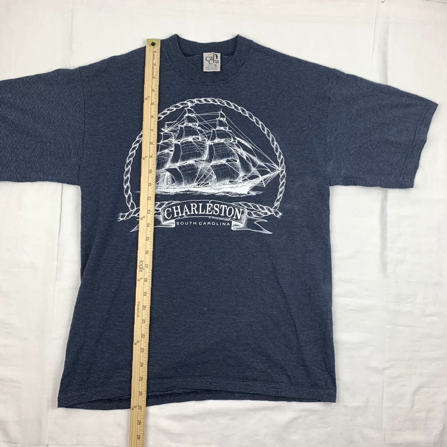 Vintage VINTAGE Charleston South Carolina T Shirt Adult Medium Blue Stripes Sailing 90s Size US M / EU 48-50 / 2 - 7 Thumbnail
