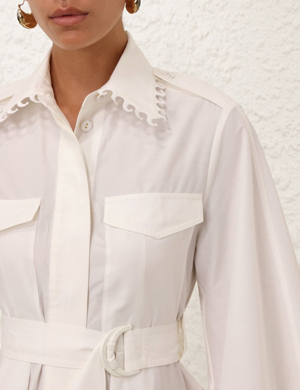 Zimmermann oc11z0226 Illuminate Utility Mini Dress In Ivory Size M / US 6-8 / IT 42-44 - 5 Thumbnail