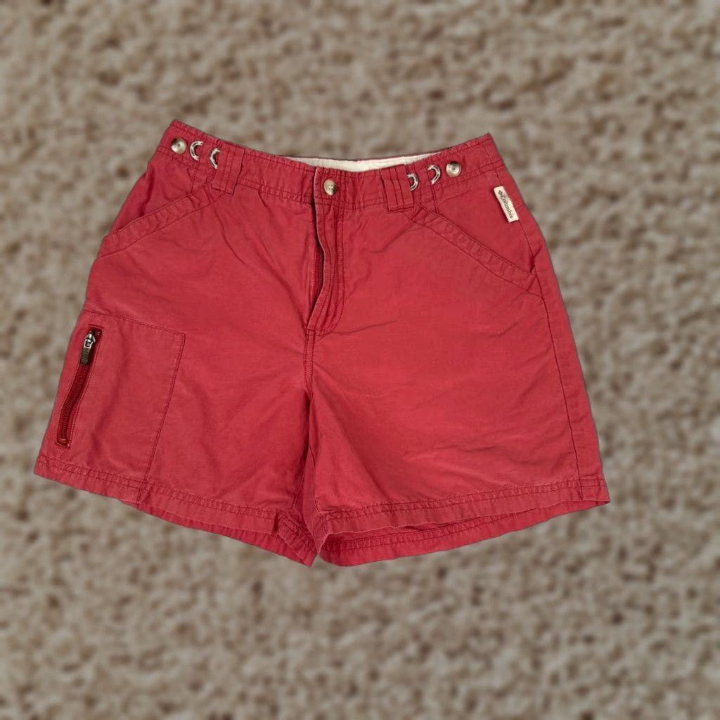 Vintage Columbia Shorts Women 6 Red Cargo Cotton Blend Hiking Camping Casual 27x6 Size 28" / US 6 / IT 42 - 1 Thumbnail