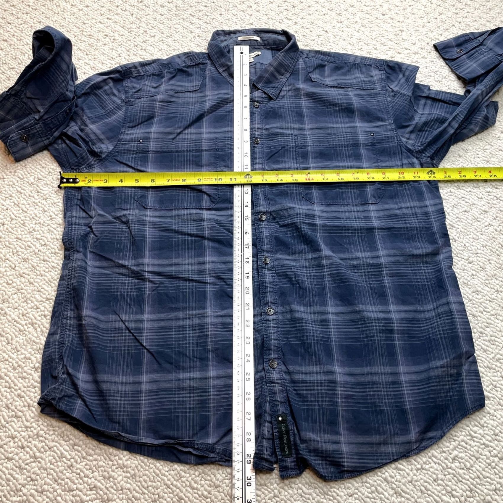 Vintage Calvin Klein Jeans Shirt Mens 2XL Blue Plaid Long Sleeve Button-Up Collared Cotton Modern Fit Shirt Size US XXL / EU 58 / 5 - 6 Thumbnail