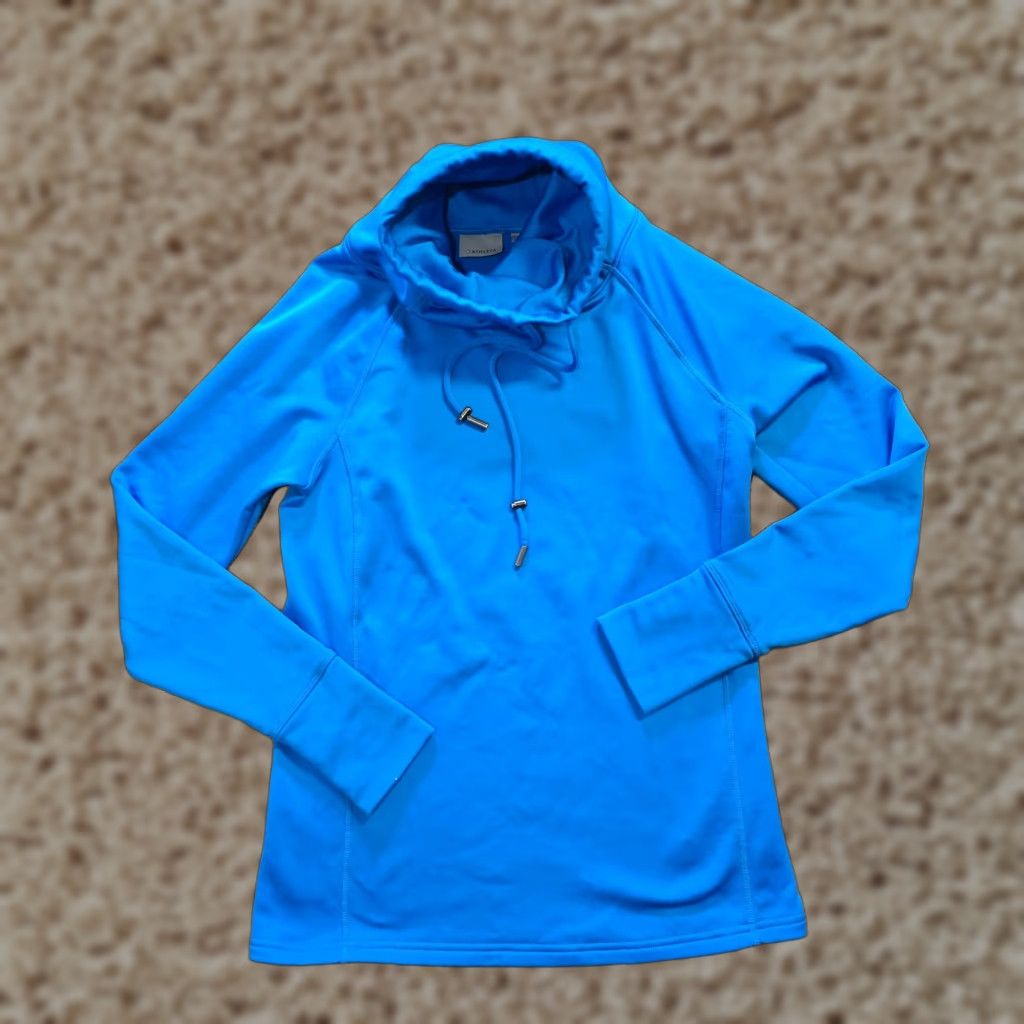 Athleta Athleta Sweatshirt Women Small Blue Cowl Neck Long Sleeve Stretchy Lounge Shirt Size S / US 4 / IT 40 - 1 Thumbnail