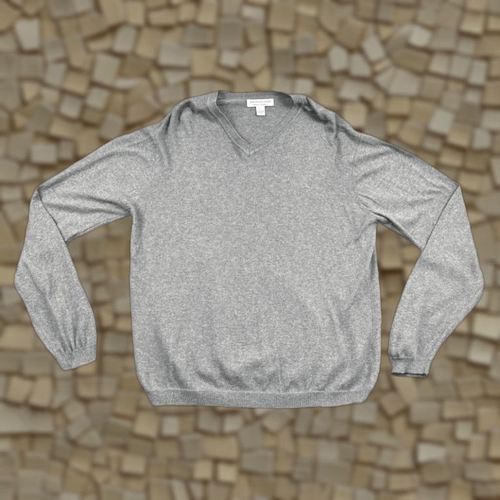 Pronto Uomo Pronto Uomo Sweater Gray Cashmere Cotton Blend V Neck Mens Large Adult Long Sleeve Casual Size US L / EU 52-54 / 3 - 1 Thumbnail