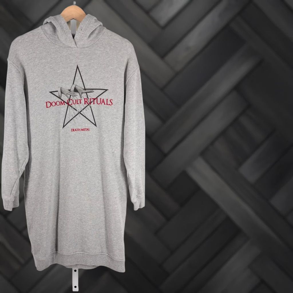 Alexander McQueen McQ Alexander McQueen Hoodie Dress Gray L Men's Pullover Long Sleeve Death Metal Doom Cult Rituals 2017 Geometric Pentagram Size US L / EU 52-54 / 3 - 1 Thumbnail