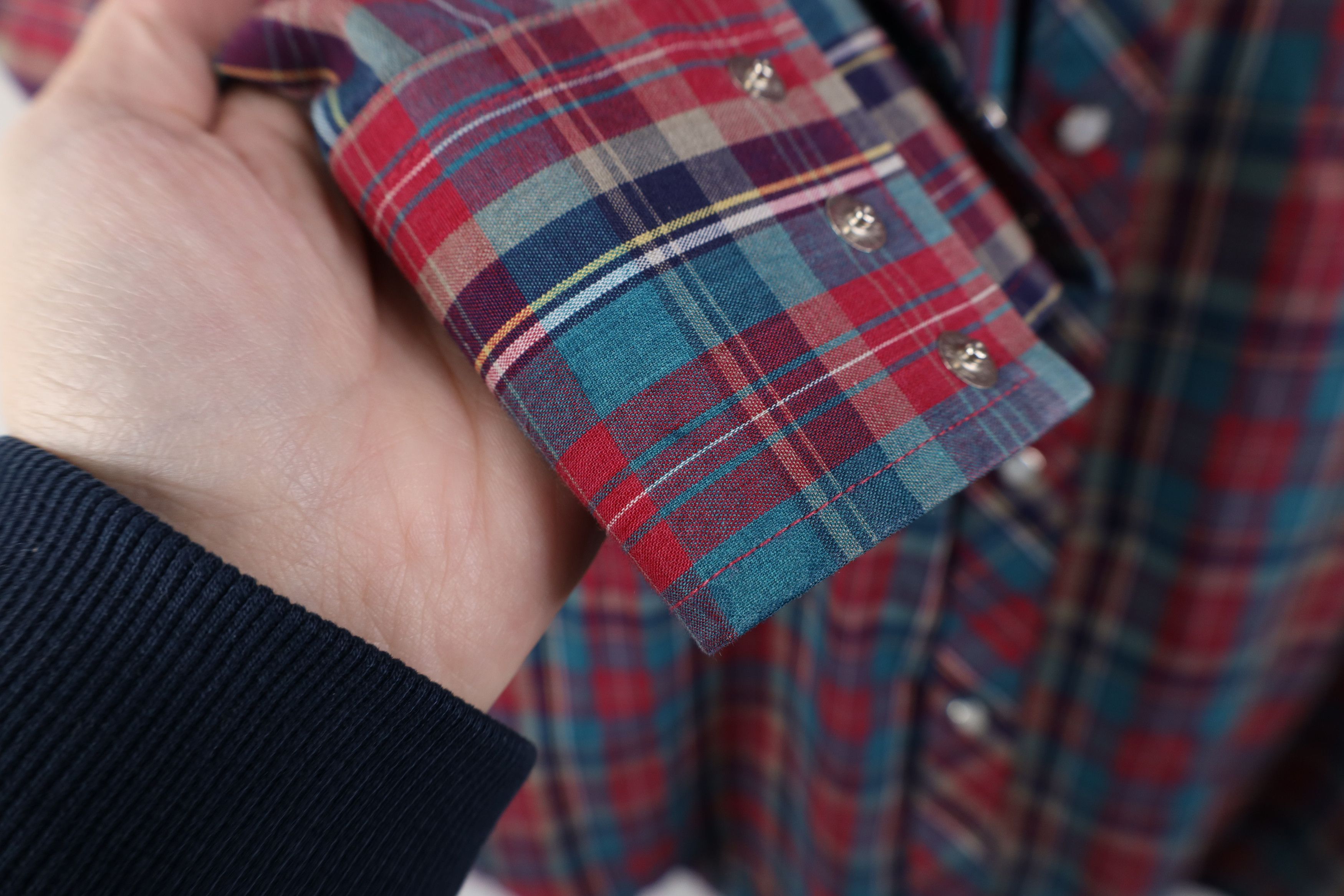 Vintage Vintage 70s Streetwear Madras Western Snap Button Shirt Size US L / EU 52-54 / 3 - 5 Thumbnail