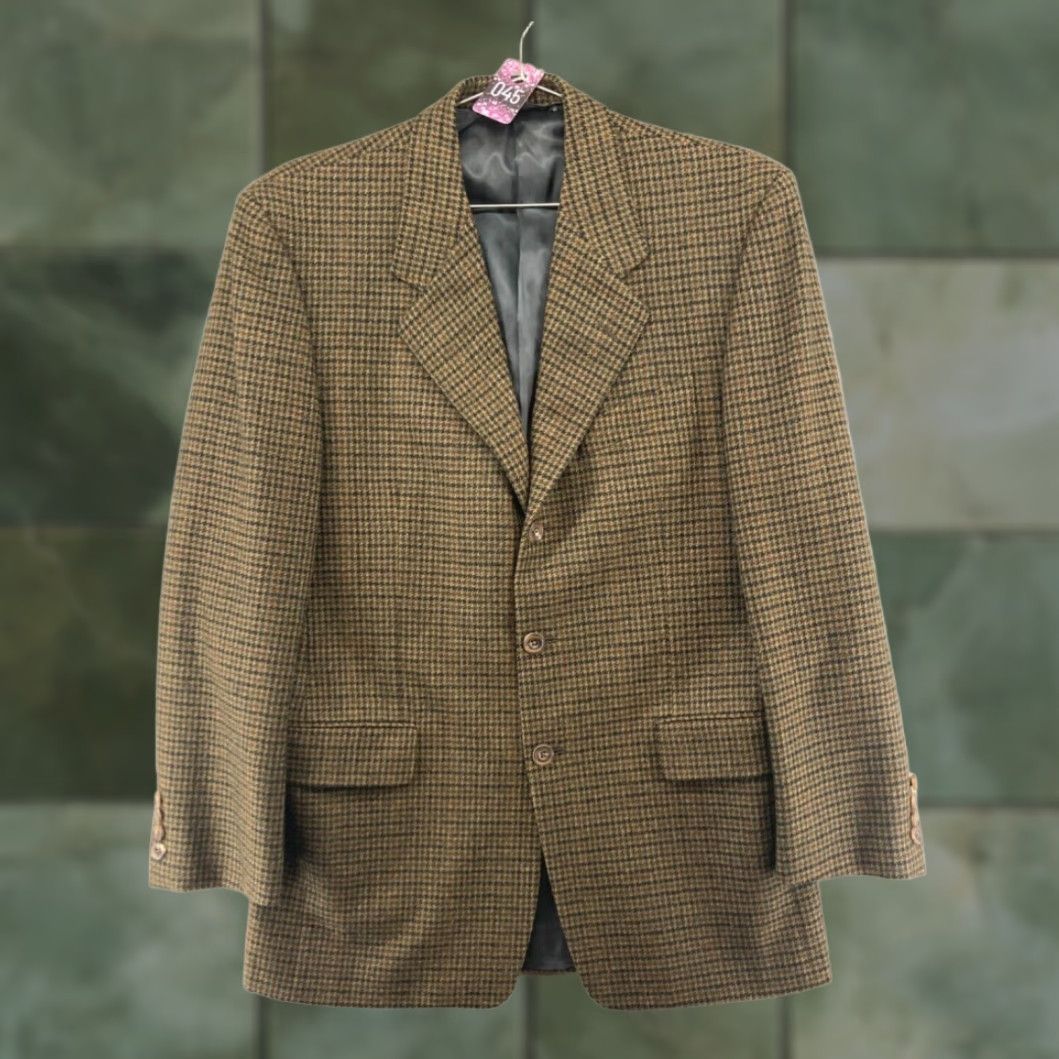 Hickey Freeman Mens Sport Coat 40 Brown Houndstooth