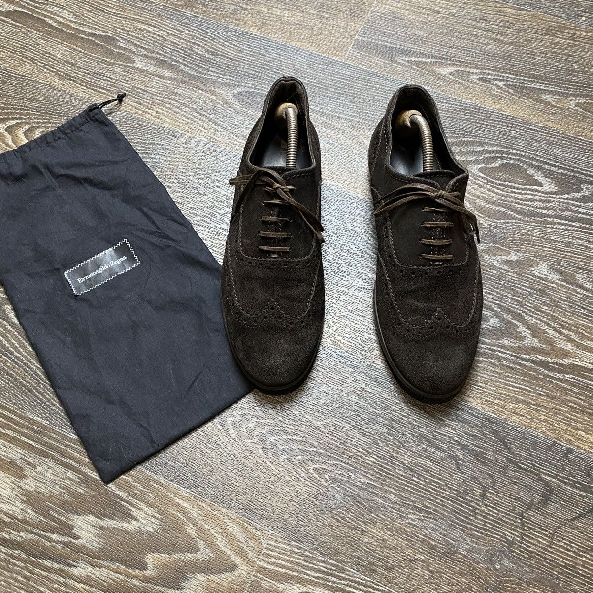 Ermenegildo Zegna Ermenegildo Zegna Men’s Suede Brogue Sneakers Size 42/43 Size US 9.5 / EU 42-43 - 2 Thumbnail