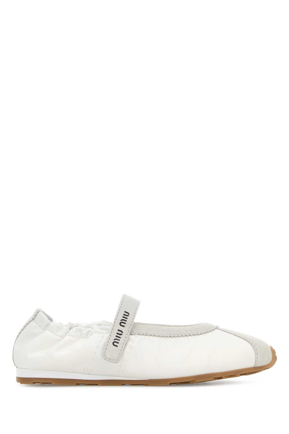 Miu Miu White Suede And Fabric Ballerinas Size US 10 / IT 40 - 1 Thumbnail