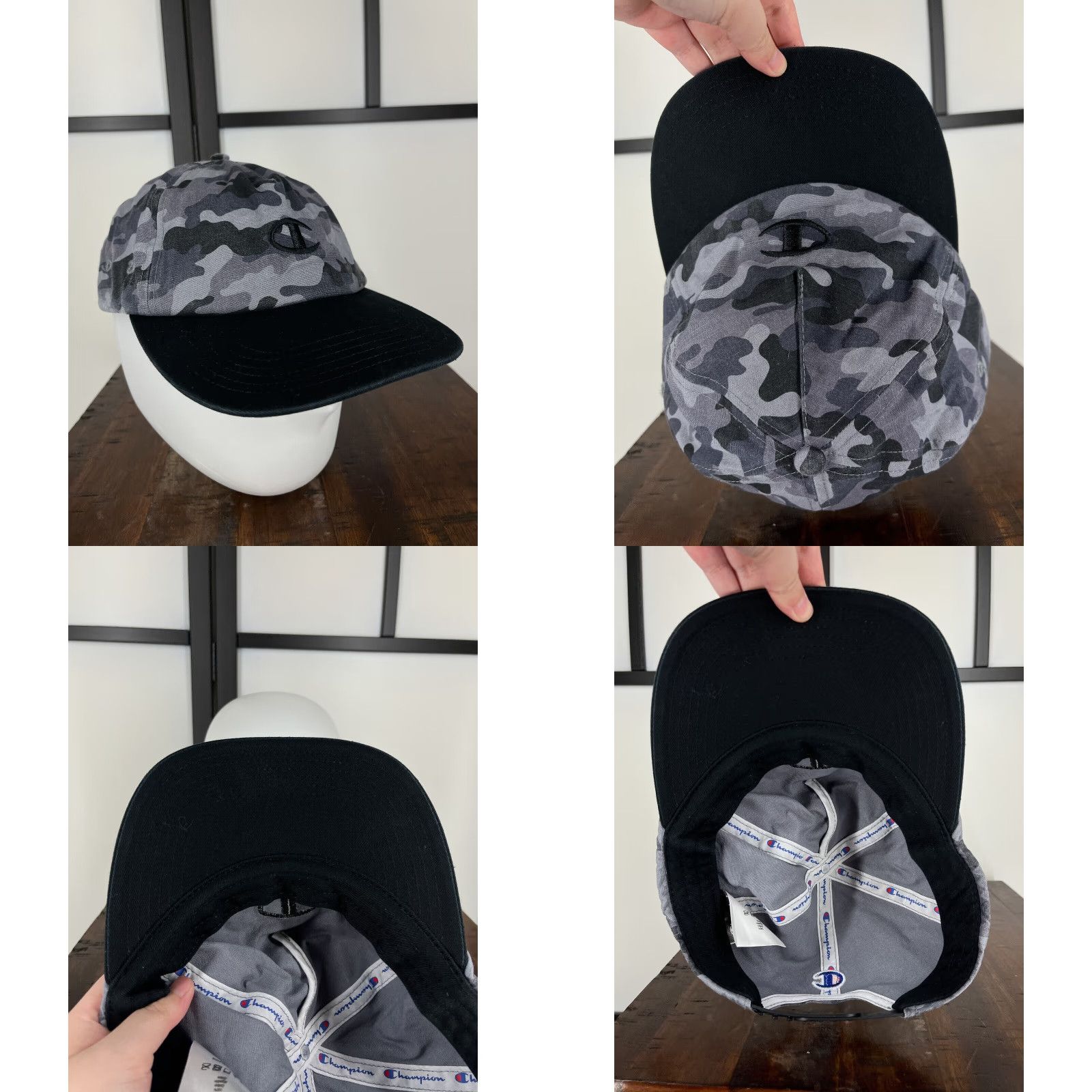 Champion Champion Hat Cap Snap Back Adult One Size Gray Camo Embroidered 100% Cotton Golf Mens Womens Boys Girls Size ONE SIZE - 8 Thumbnail