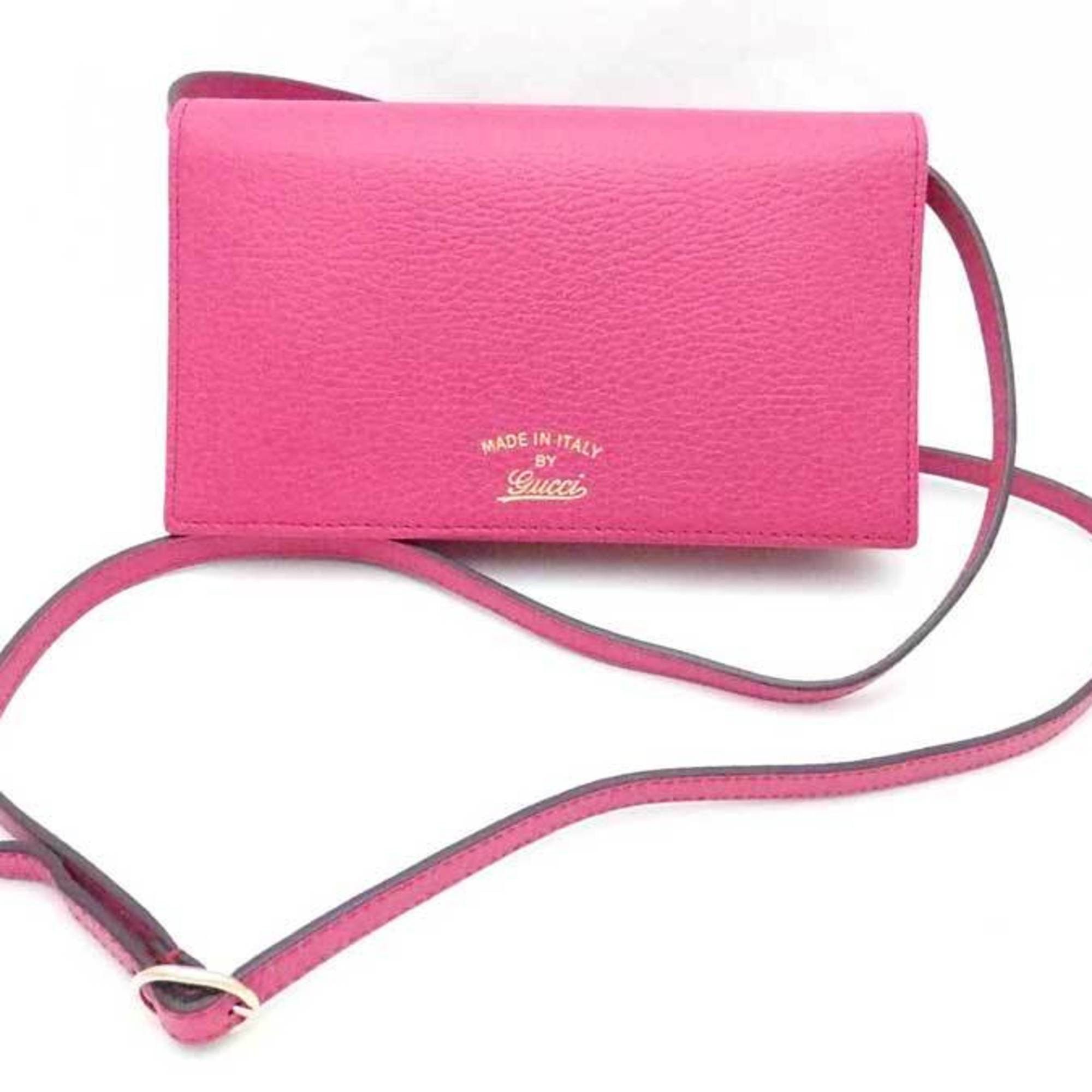 image of Gucci Crossbody Shoulder Bag Wallet Swing Leather Magenta Women's 368231 in Black