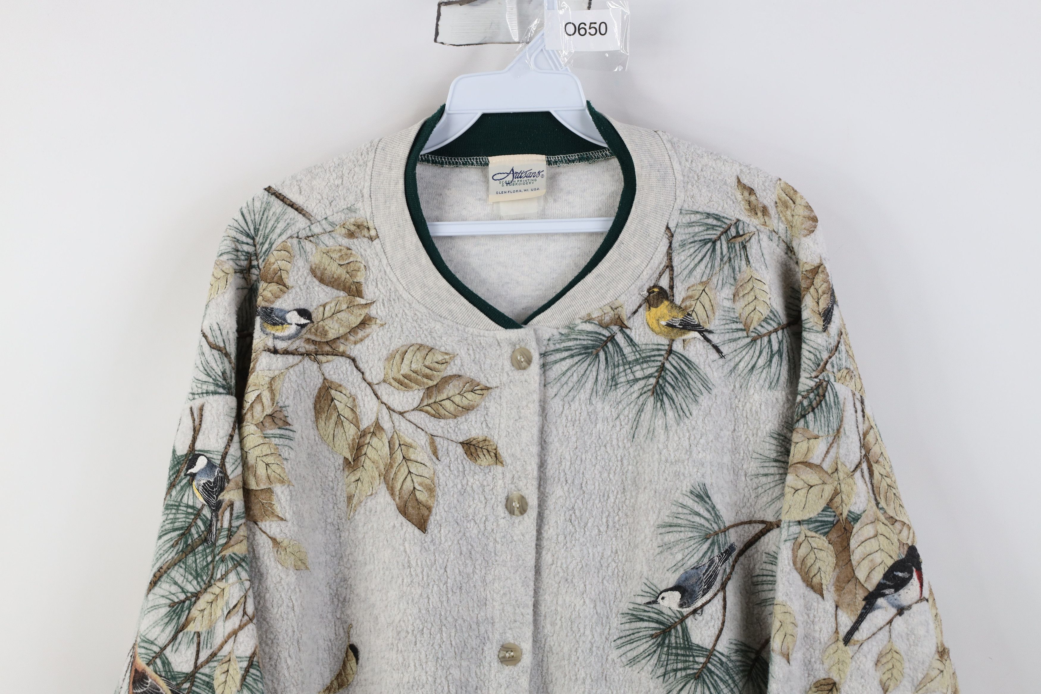 Vintage Vintage 90s Streetwear Bird All Over Print Fleece Sweater Size XXL / US 16-18 / IT 52-54 - 2 Thumbnail