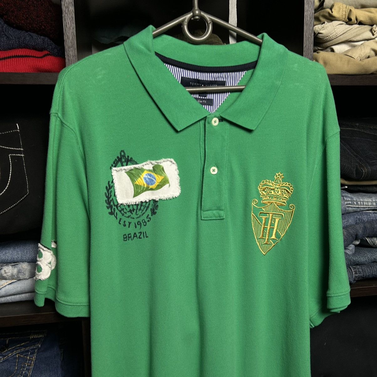 Tommy Hilfiger Designer Tommy Hifliger Brazil Big Logo y2k opium polo Size US XXL / EU 58 / 5 - 2 Thumbnail