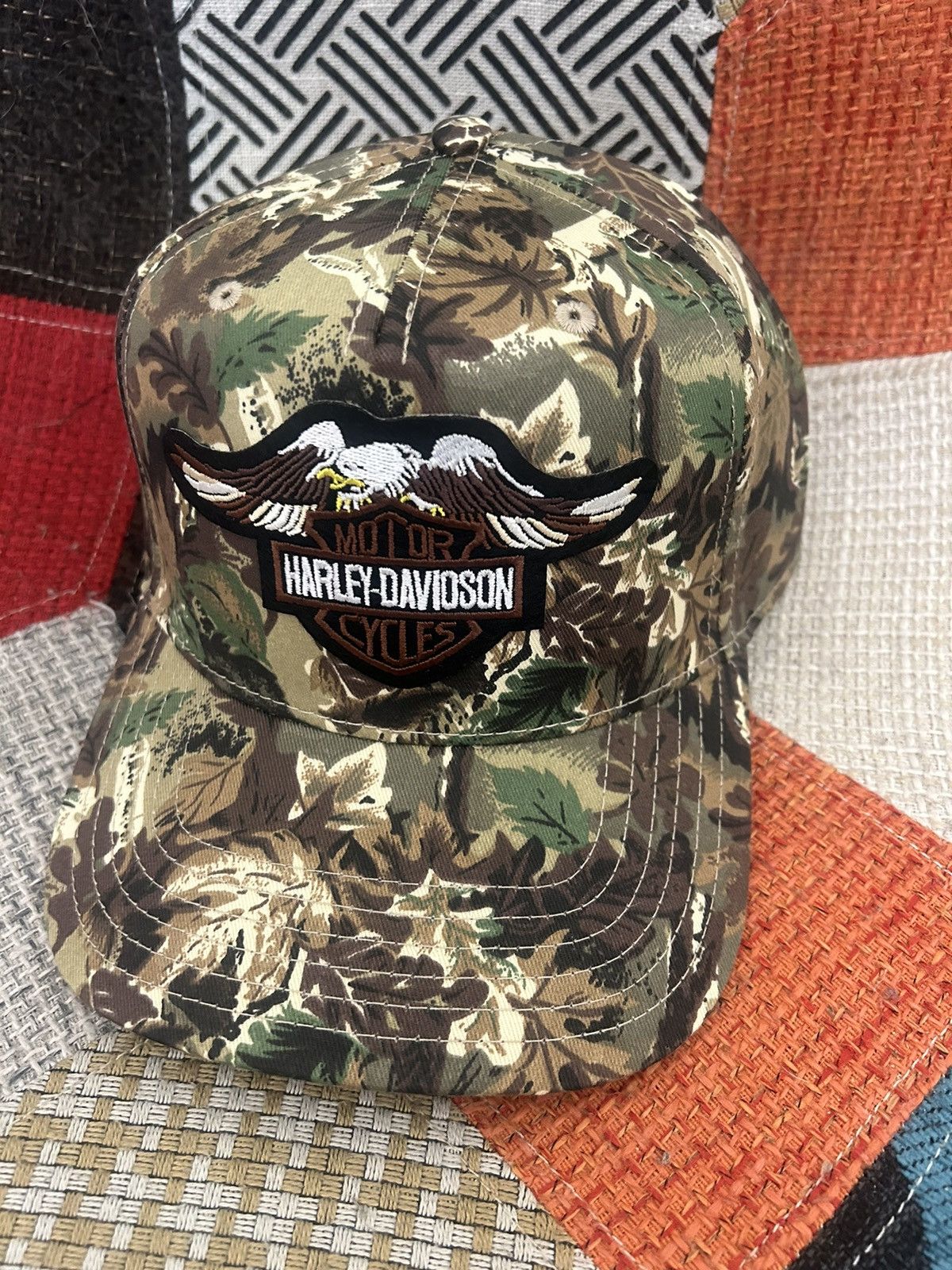 Vintage NEW HARLEY DAVIDSON CAMO BIKER HAT TRUCKER SNAPBACK Size ONE SIZE - 2 Thumbnail
