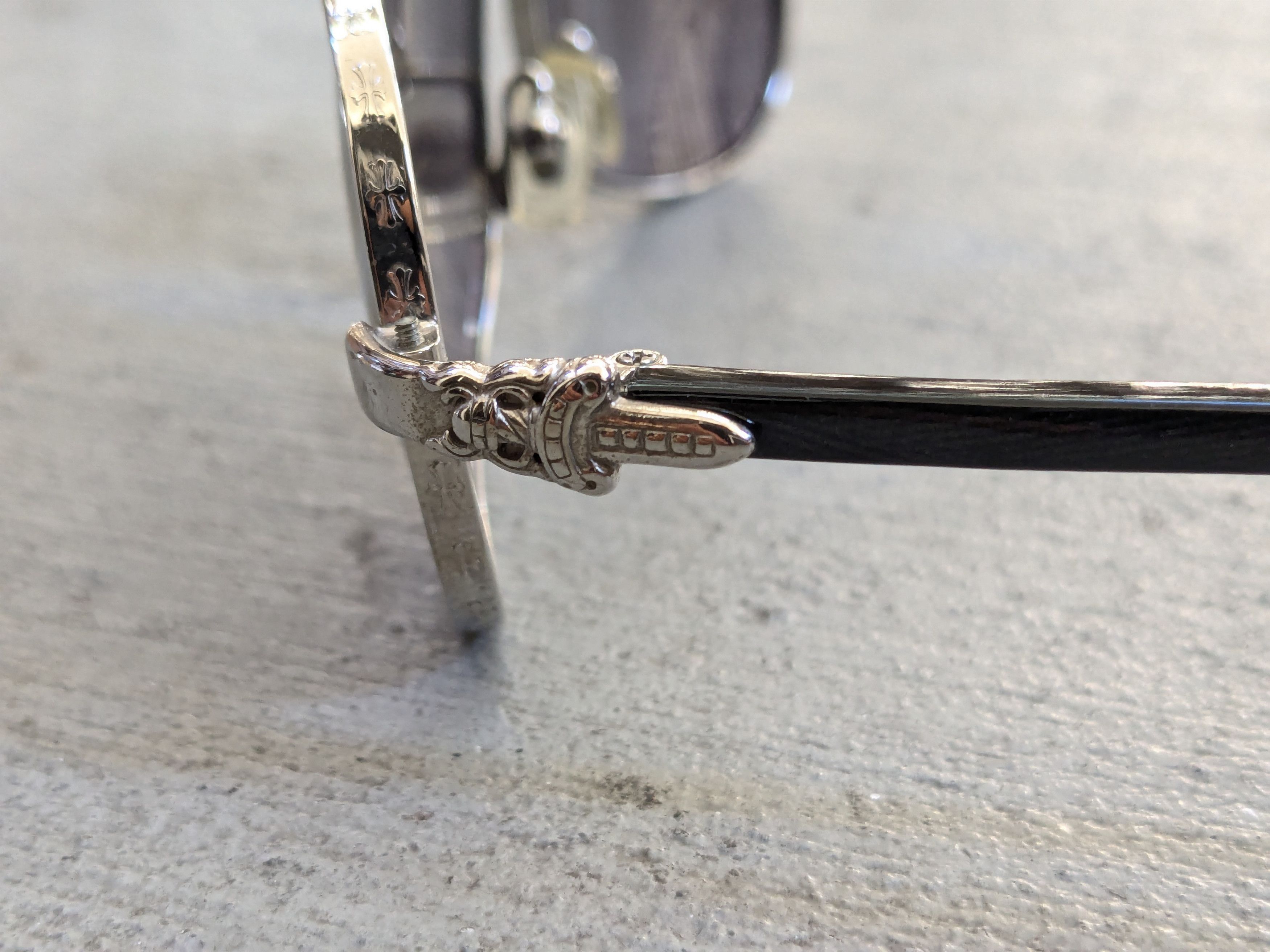 Chrome Hearts Chrome Hearts "Red" Sunglasses Black Silver Gray Aviator Size ONE SIZE - 6 Thumbnail