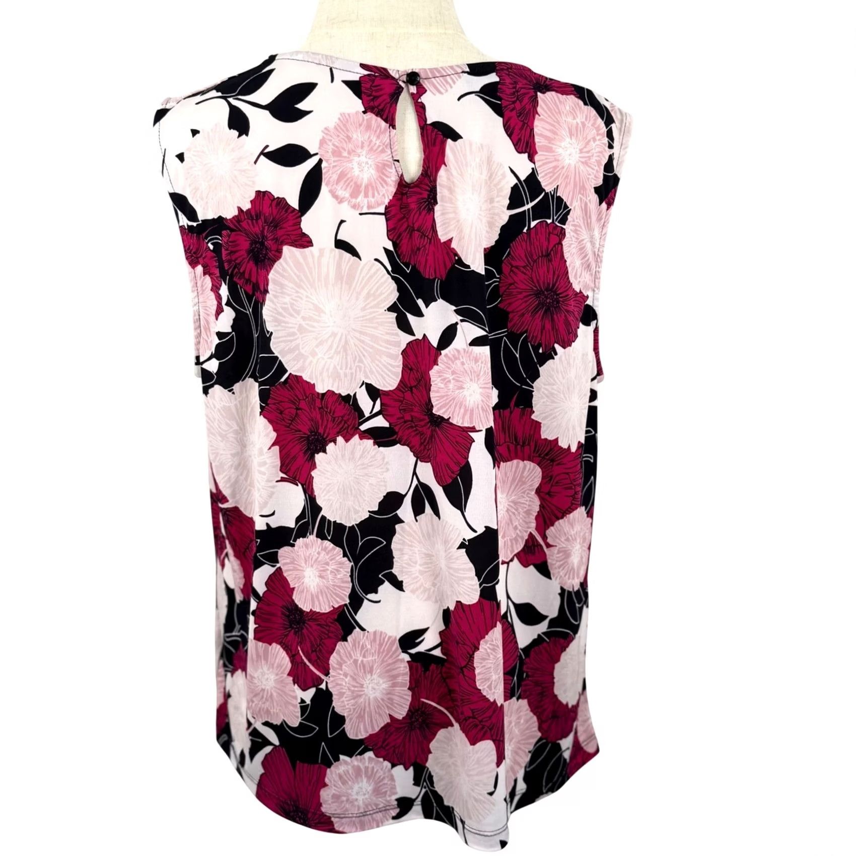 Jones New York VINTAGE Jones New York XL Pull Over Sleeveless Top Floral Pleated Shell 90s Art to Wear Size XL / US 12-14 / IT 48-50 - 3 Thumbnail