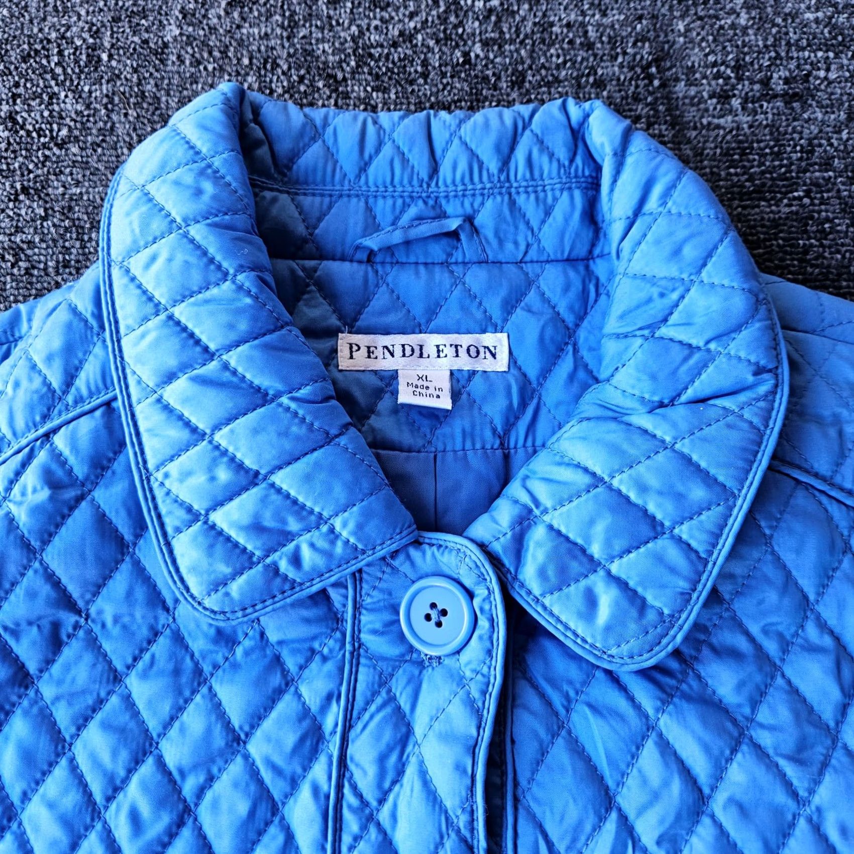Pendleton VINTAGE Pendleton Diamond Quilted Jacket Blue Lightweight Womens XL Button Snap Clothing Size XL / US 12-14 / IT 48-50 - 4 Thumbnail