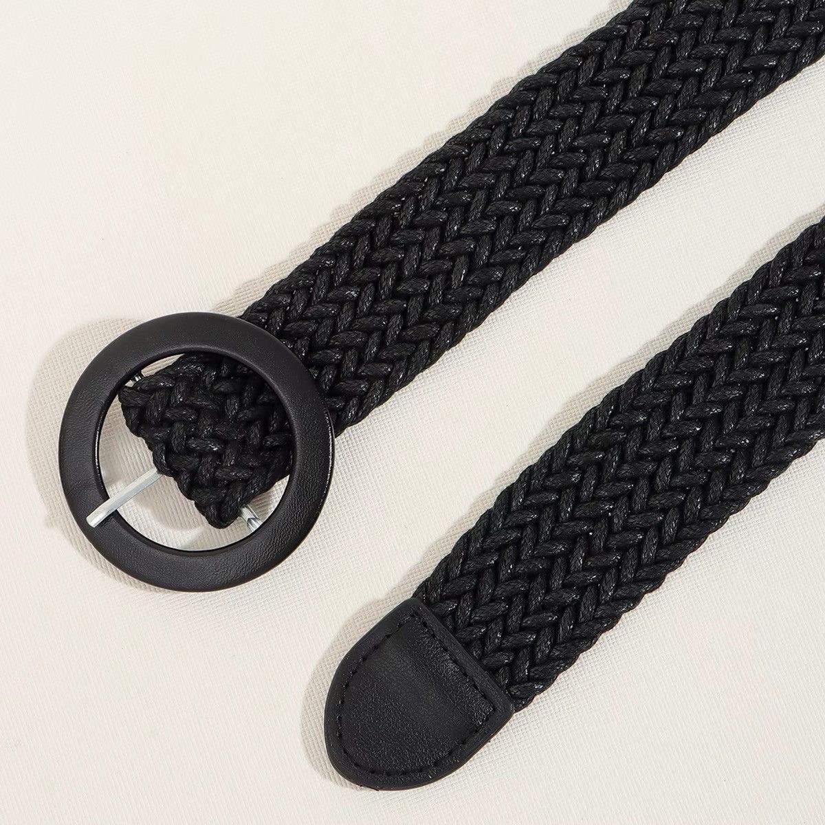 Vintage Retro Black Round Buckle Belt Size ONE SIZE - 5 Thumbnail