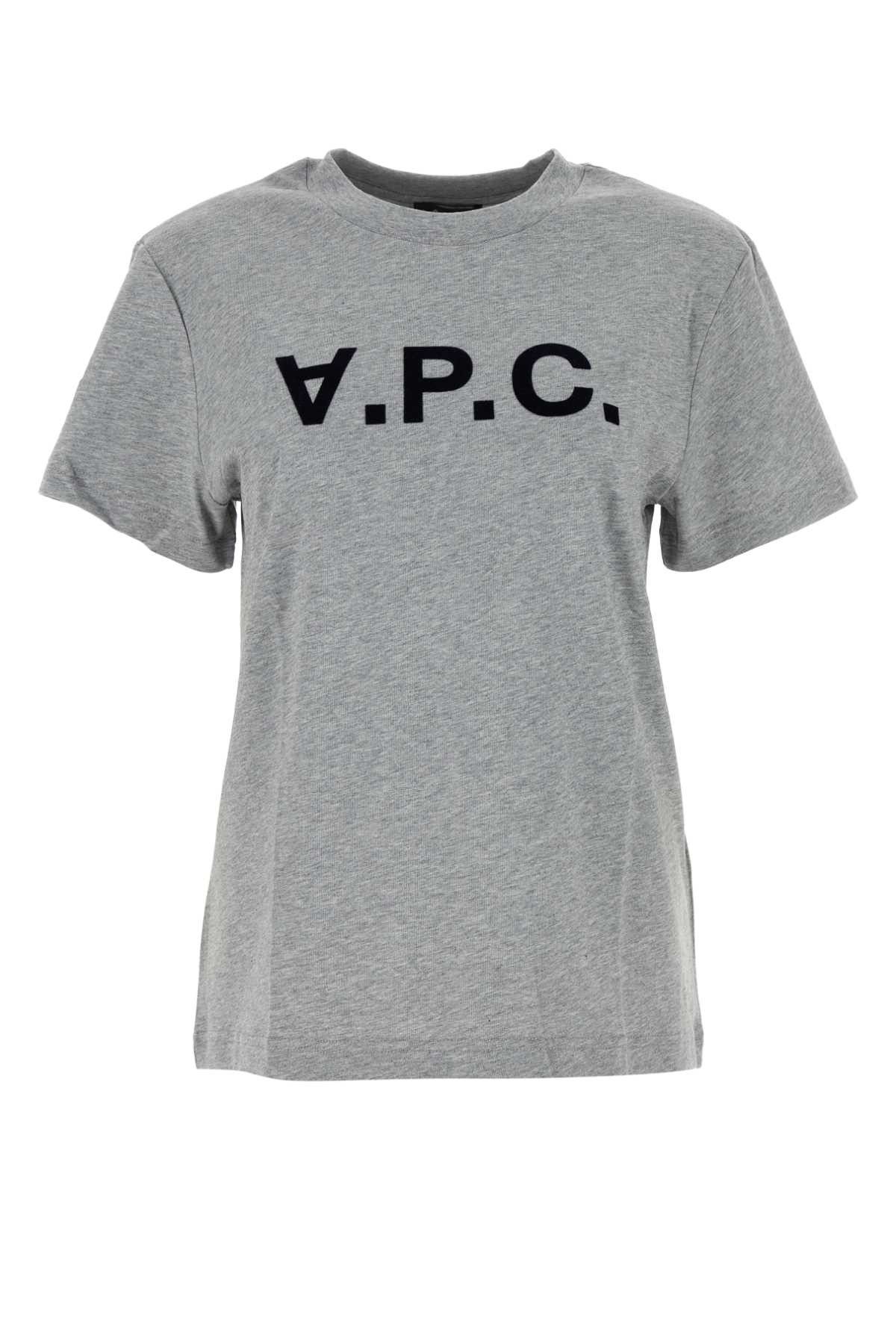 A.P.C. Melange Grey Cotton T-Shirt Size XXL / US 16-18 / IT 52-54 - 1 Thumbnail