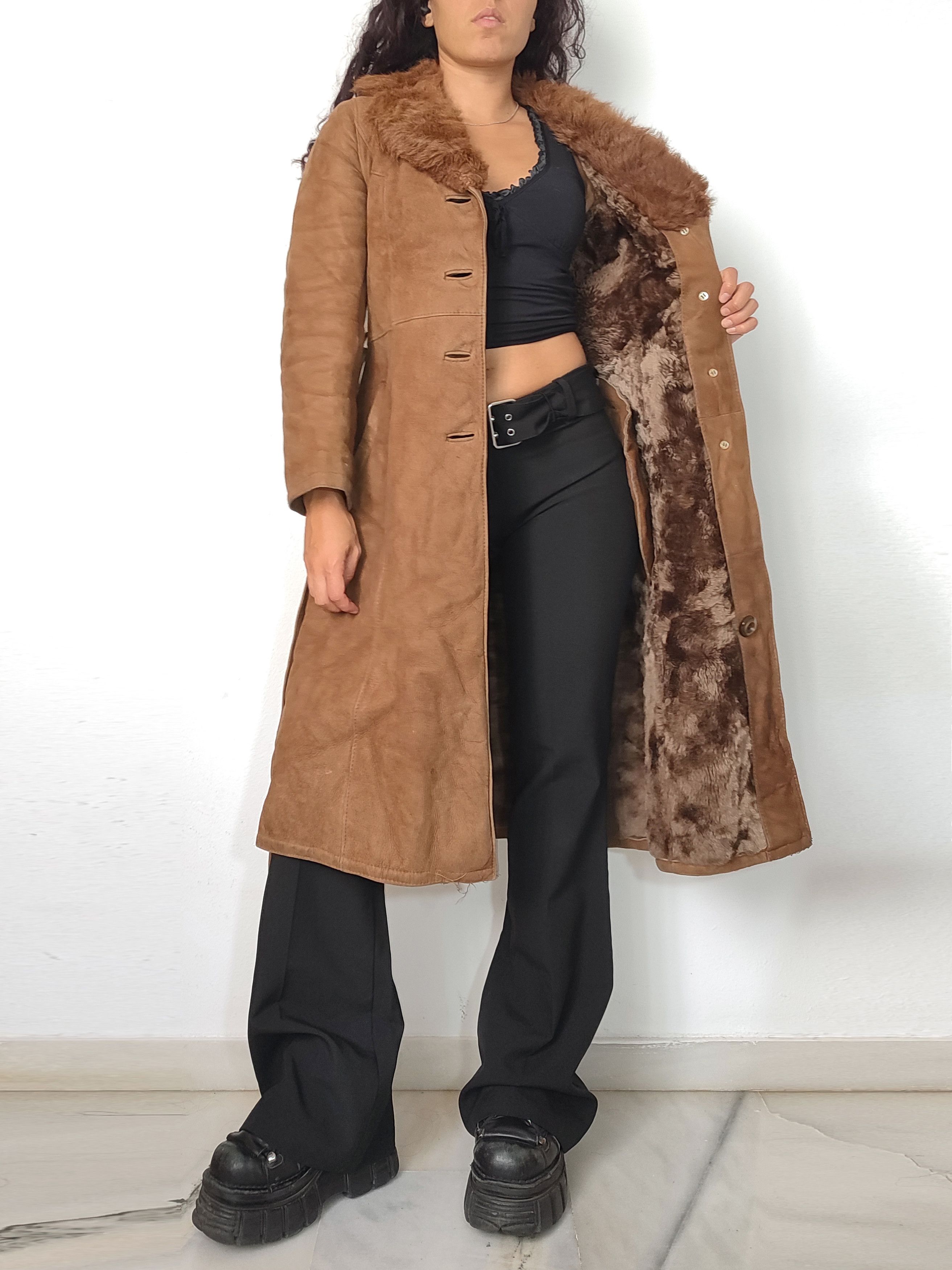 Vintage Vintage 80s Sheepskin Leather Trench Coat Style Size S / US 4 / IT 40 - 3 Thumbnail