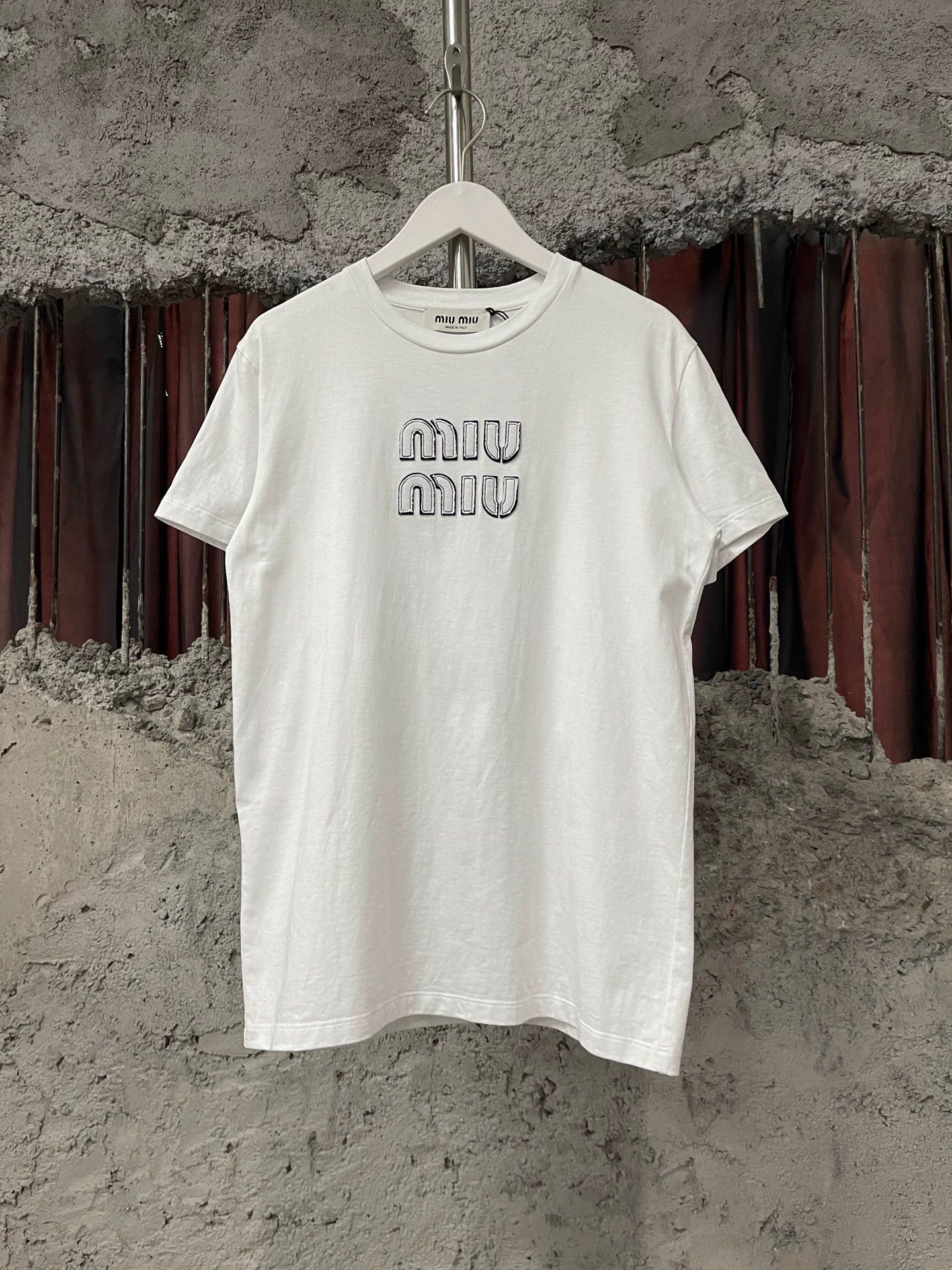 Miu Miu MIU MIU women's patch logo short-sleeve top S Size S / US 4 / IT 40 - 1 Thumbnail