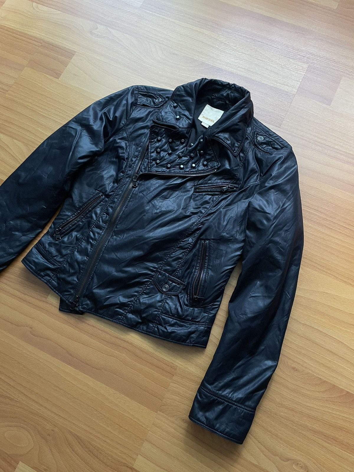 Diesel Vintage Diesel Logo Avant Garde Biker Jacket Backprint Size XS / US 0-2 / IT 36-38 - 3 Thumbnail