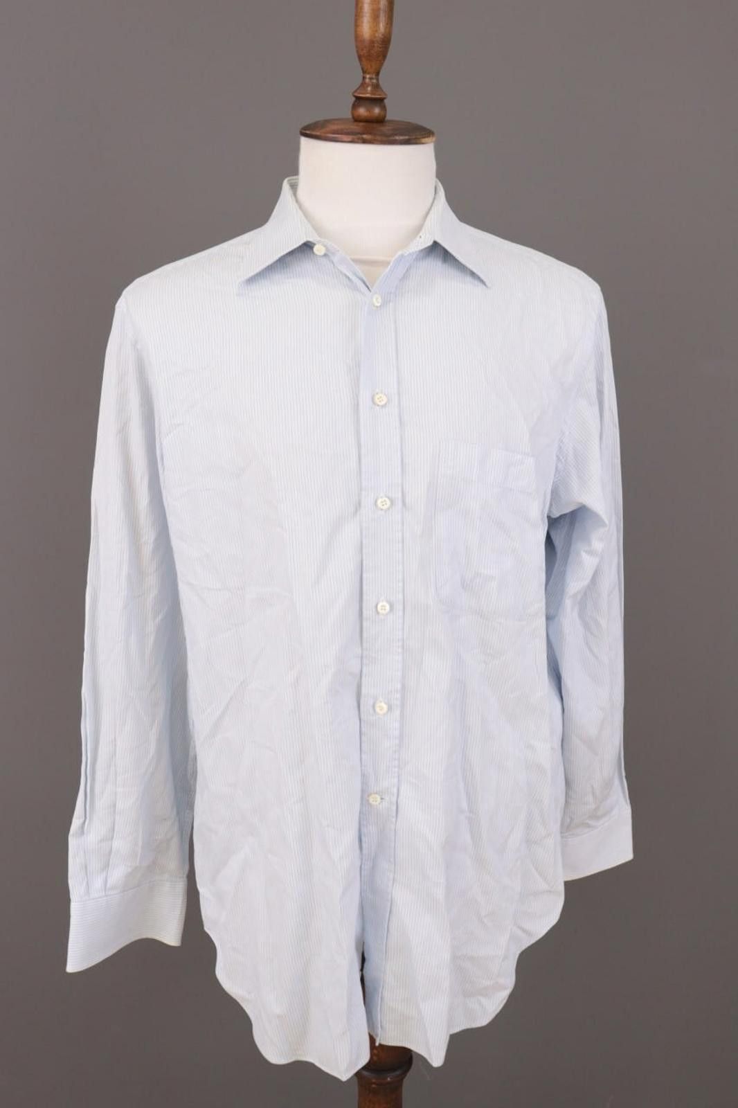 Ermenegildo Zegna Ermenegildo Zegna Blue Pinstripe Shirt Size 43 / 17 Size US M / EU 48-50 / 2 - 1 Thumbnail