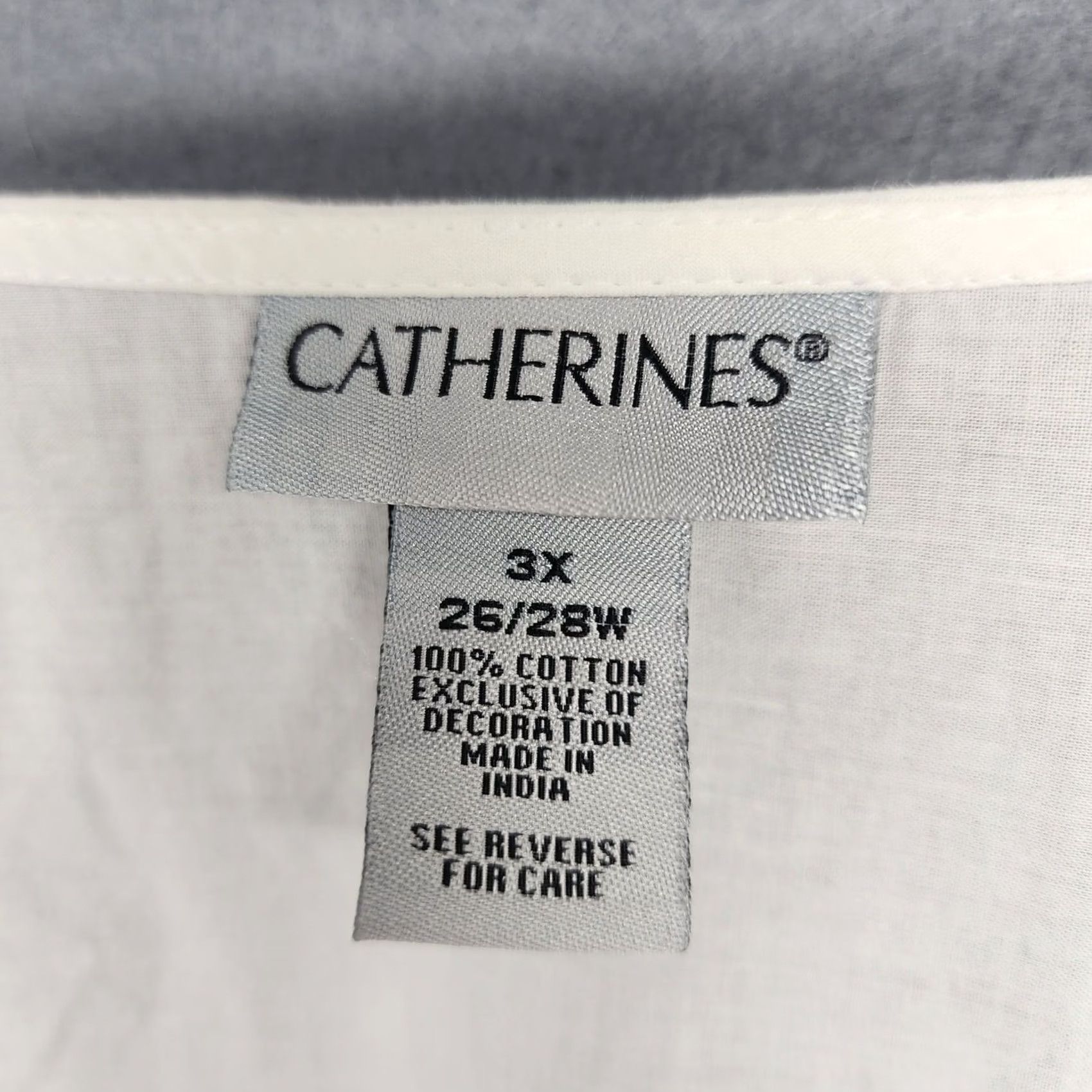Vintage VINTAGE Catherines Blouse 3X Women Plus 26/28 White Embroidered Boho 3/4 Sleeve Tunic Mens Womens Size XXL / US 16-18 / IT 52-54 - 3 Thumbnail