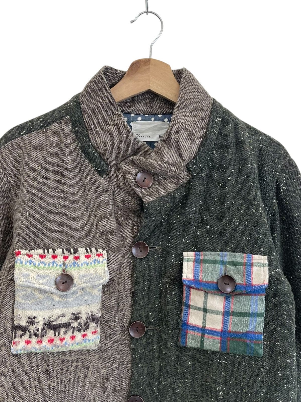 Japanese Brand Vintage Patchwork Wool Button Jacket Size US S / EU 44-46 / 1 - 4 Thumbnail