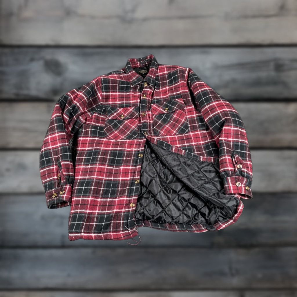 Vintage VINTAGE Workwear Quilted Flannel Shirt Jacket Adult Medium Red Black Plaid Grunge Mens Jacket Size US M / EU 48-50 / 2 - 1 Thumbnail