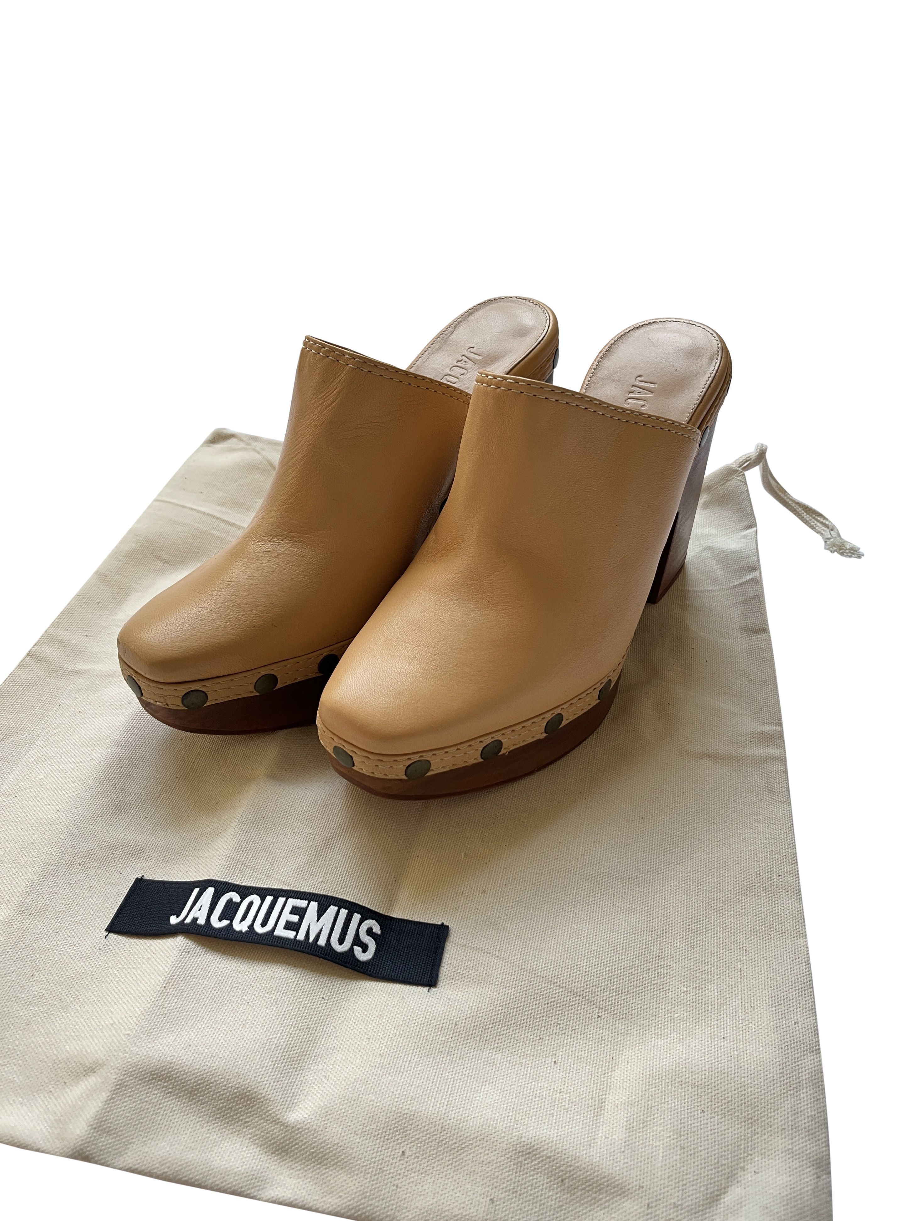 image of Jacquemus Beige Les Sabots Leather Clogs Shoes, Women's (Size 7)