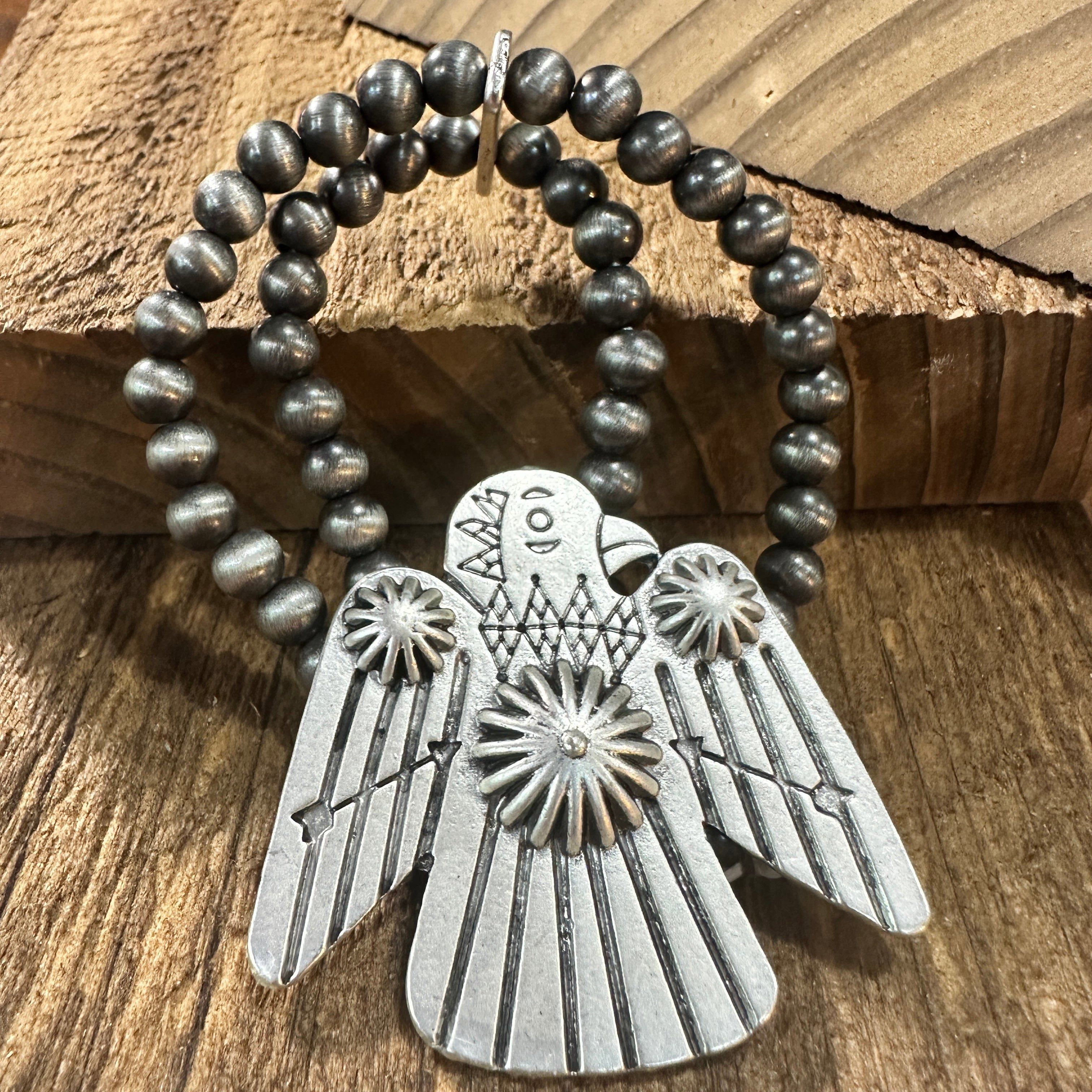 Other Navajo Thunderbird Beaded Stretch Bracelet, Native American Size ONE SIZE - 5 Thumbnail