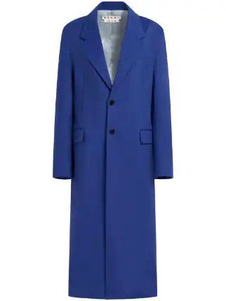 image of Marni O1W1Db10524 Single Breasted Long Coat In Blue, Women's (Size XL)