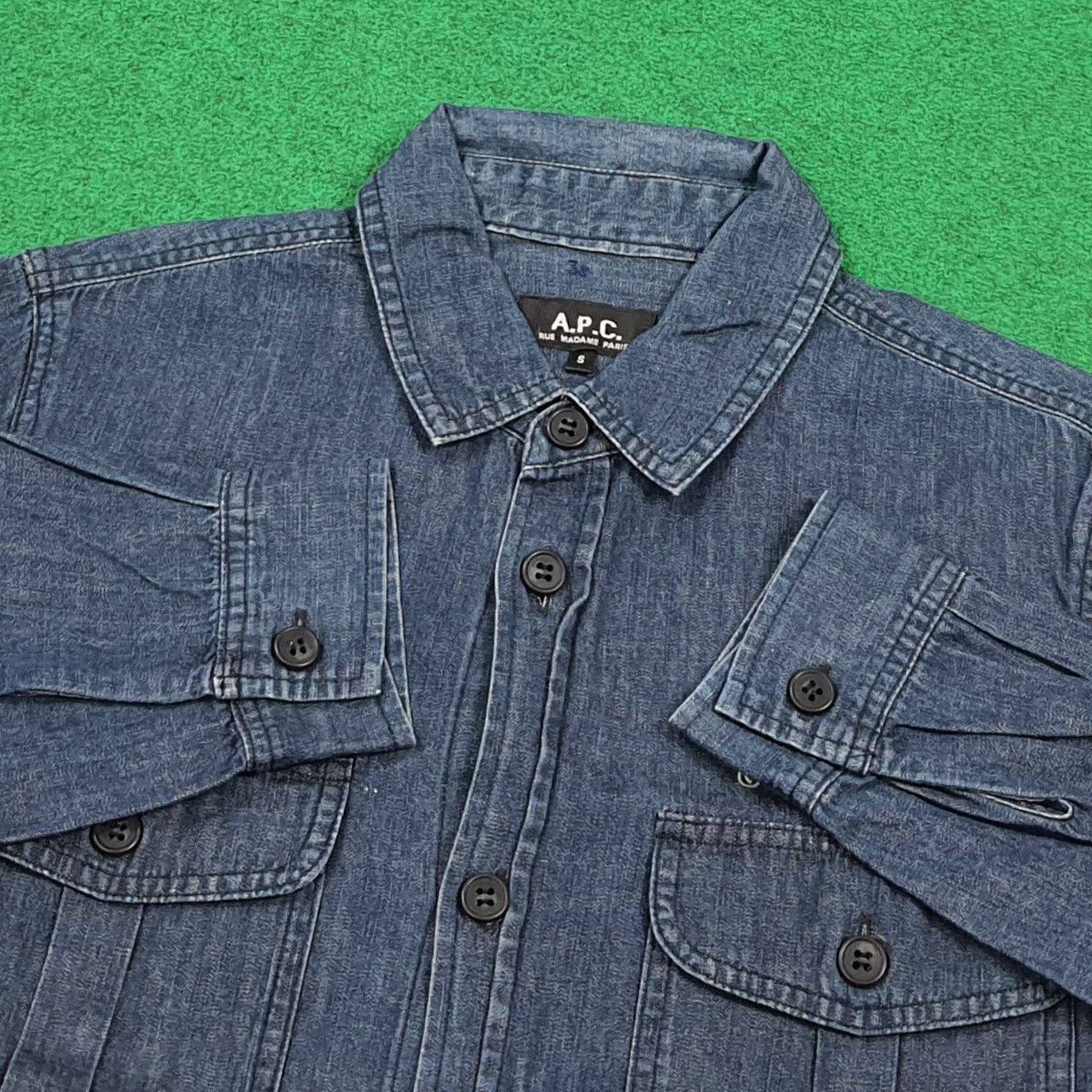 A.P.C. Vintage A.P.C P.R. Centriste Embroidery Denim Shirt C301N37 Size US XS / EU 42 / 0 - 5 Thumbnail