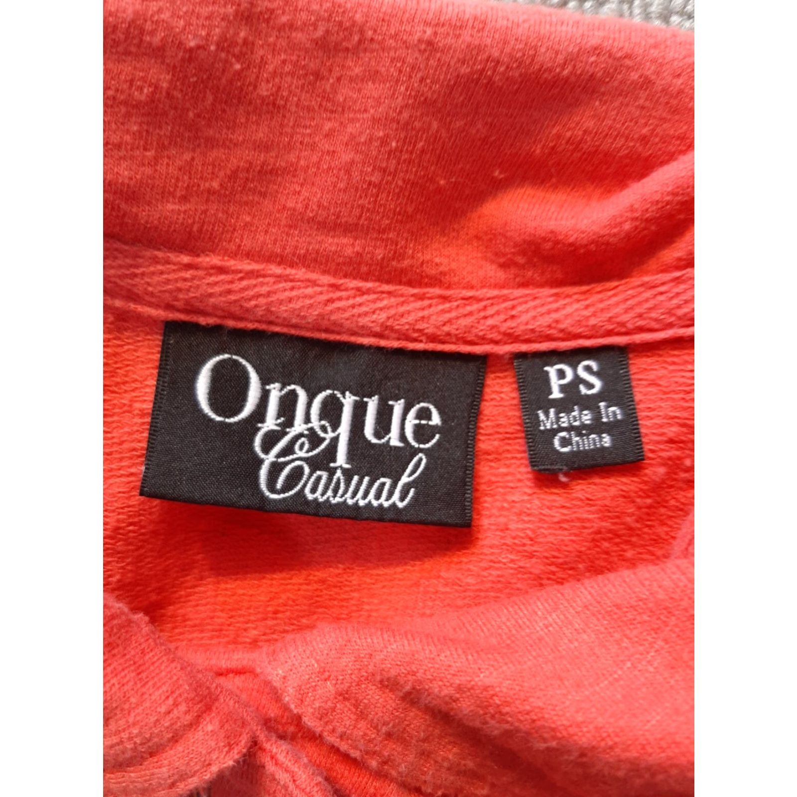 Vintage Onque Casuals Jacket 3/4 Sleeve Womens Petite Small Orange Floral Knit Top Cotton Blend Snap Pockets Size S / US 4 / IT 40 - 2 Thumbnail