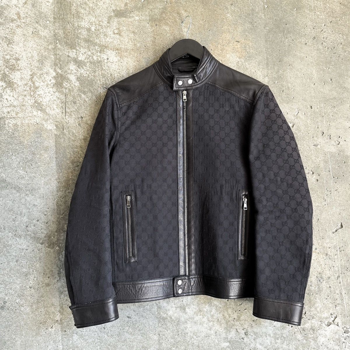 Gucci Gucci By Tom Ford GG Monogram Leather Moto Jacket Size US S / EU 44-46 / 1 - 1 Thumbnail