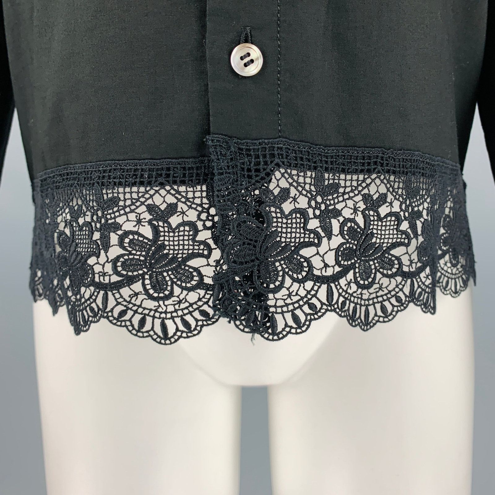 Comme des Garcons COMME des GARCONS Size S Black Cotton Collarless Blouse Size S / US 4 / IT 40 - 2 Thumbnail