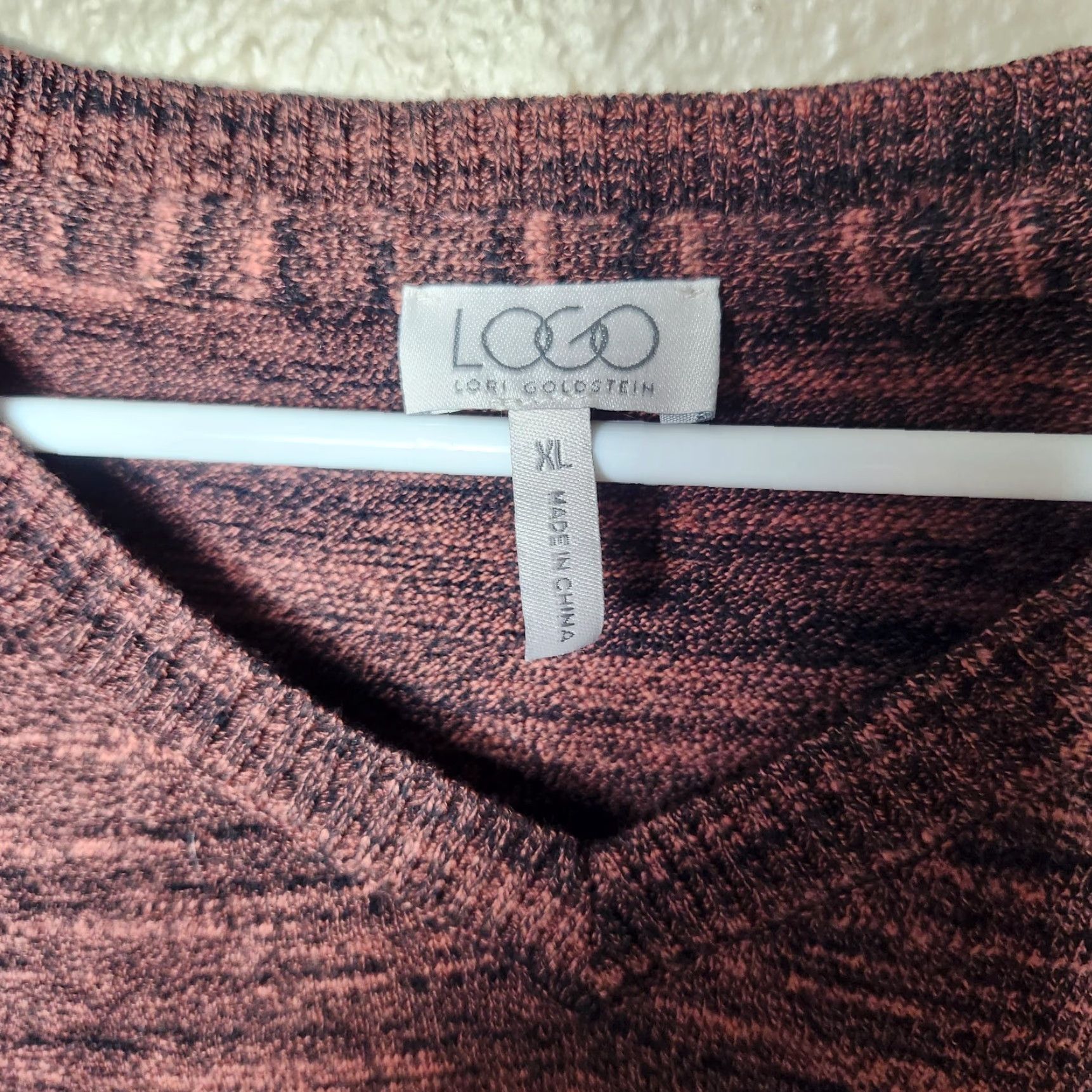 Vintage VINTAGE LOGO by Lori Goldstein Melange Cotton Cashmere Pullover Sweater Tunic XL Black Red Logo Sharkbite Ribbed Hem Pockets Long Sleeve V-Neck Womens Size XL / US 12-14 / IT 48-50 - 4 Thumbnail