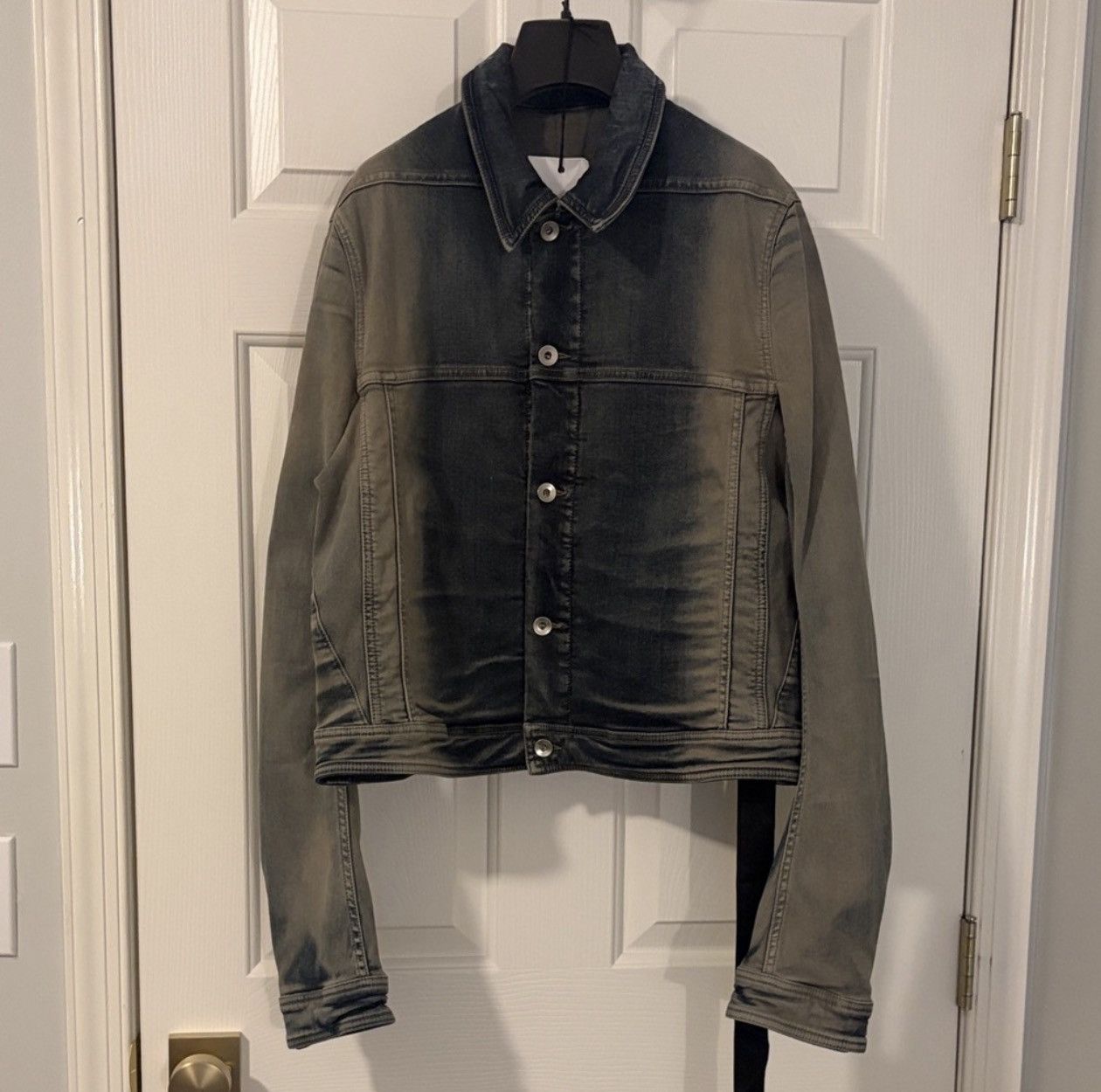 Rick Owens Drkshdw Rick Owens DRKSHDW Cropped Worker Jacket in Mineral Pearl Size US XL / EU 56 / 4 - 1 Thumbnail