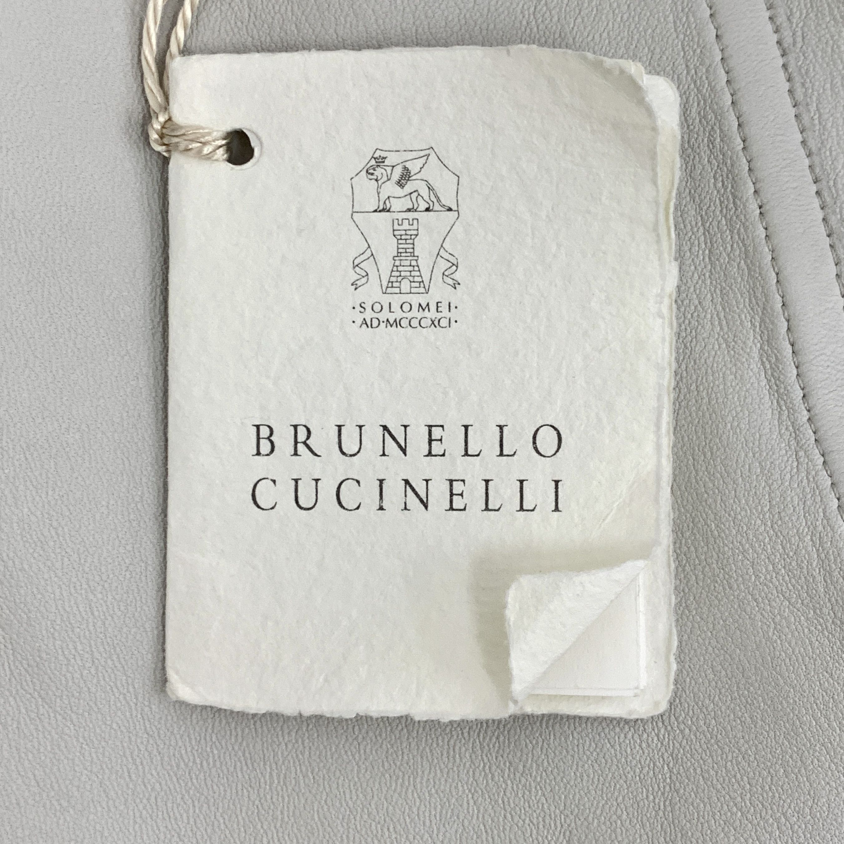 Brunello Cucinelli Brunello Cucinelli Grey Leather Zip Jacket (Size 40) Size US XXS / EU 40 - 5 Thumbnail