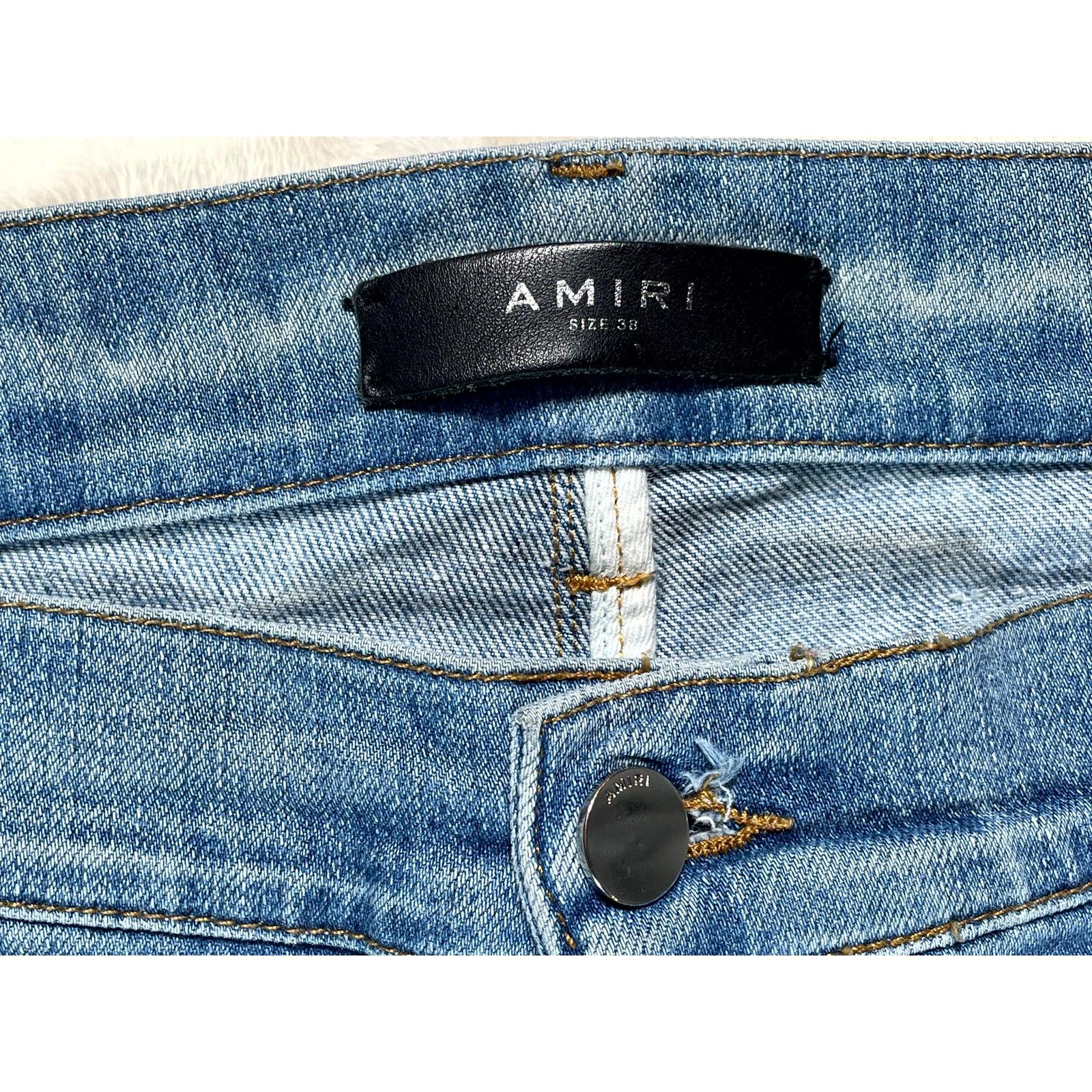 Amiri Amiri Mx1 Black Patch Light Wash Jeans Size US 38 / EU 54 - 4 Thumbnail