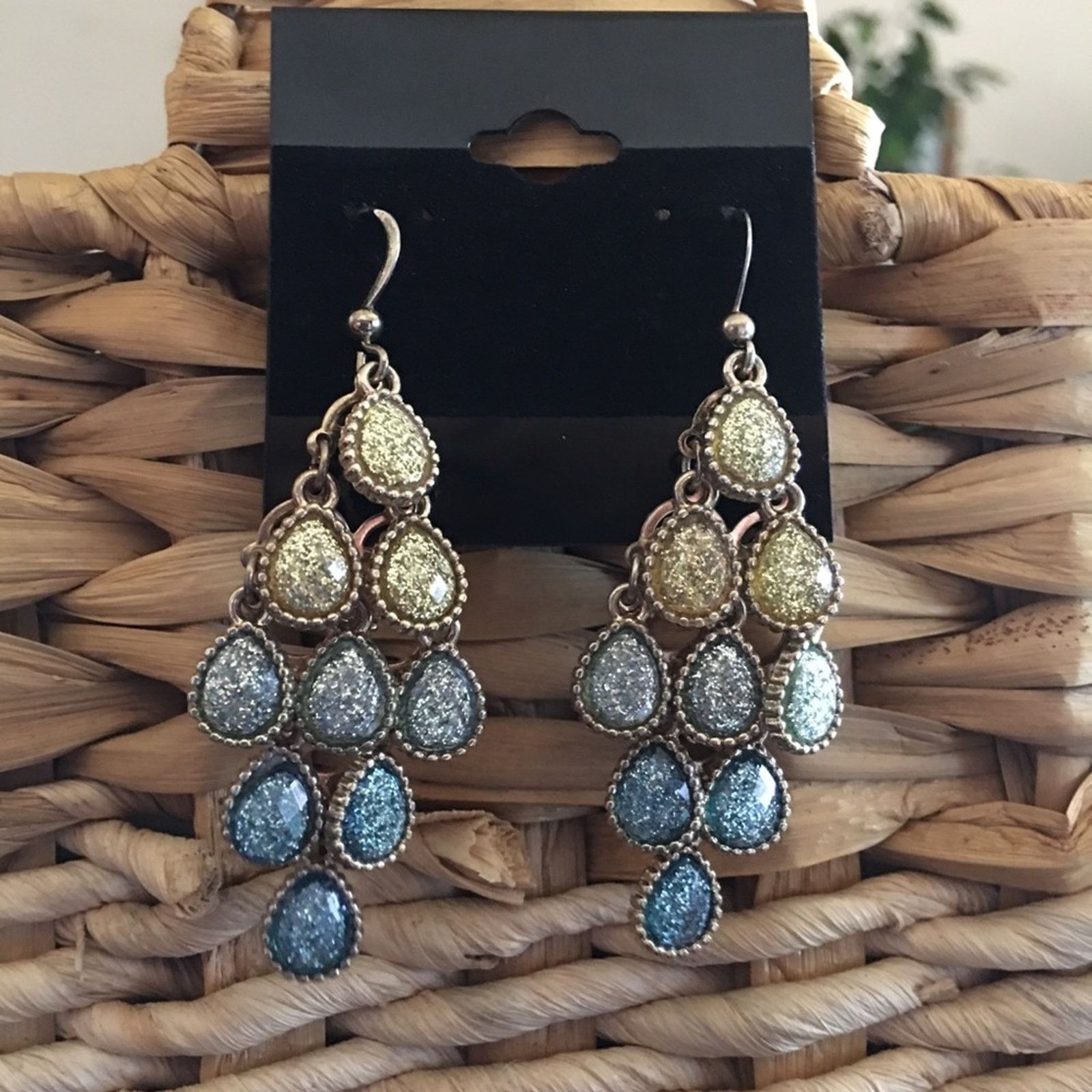 Jewelry Sparkle Faceted Glass Bead Chandelier Earrings in Gold, Women's