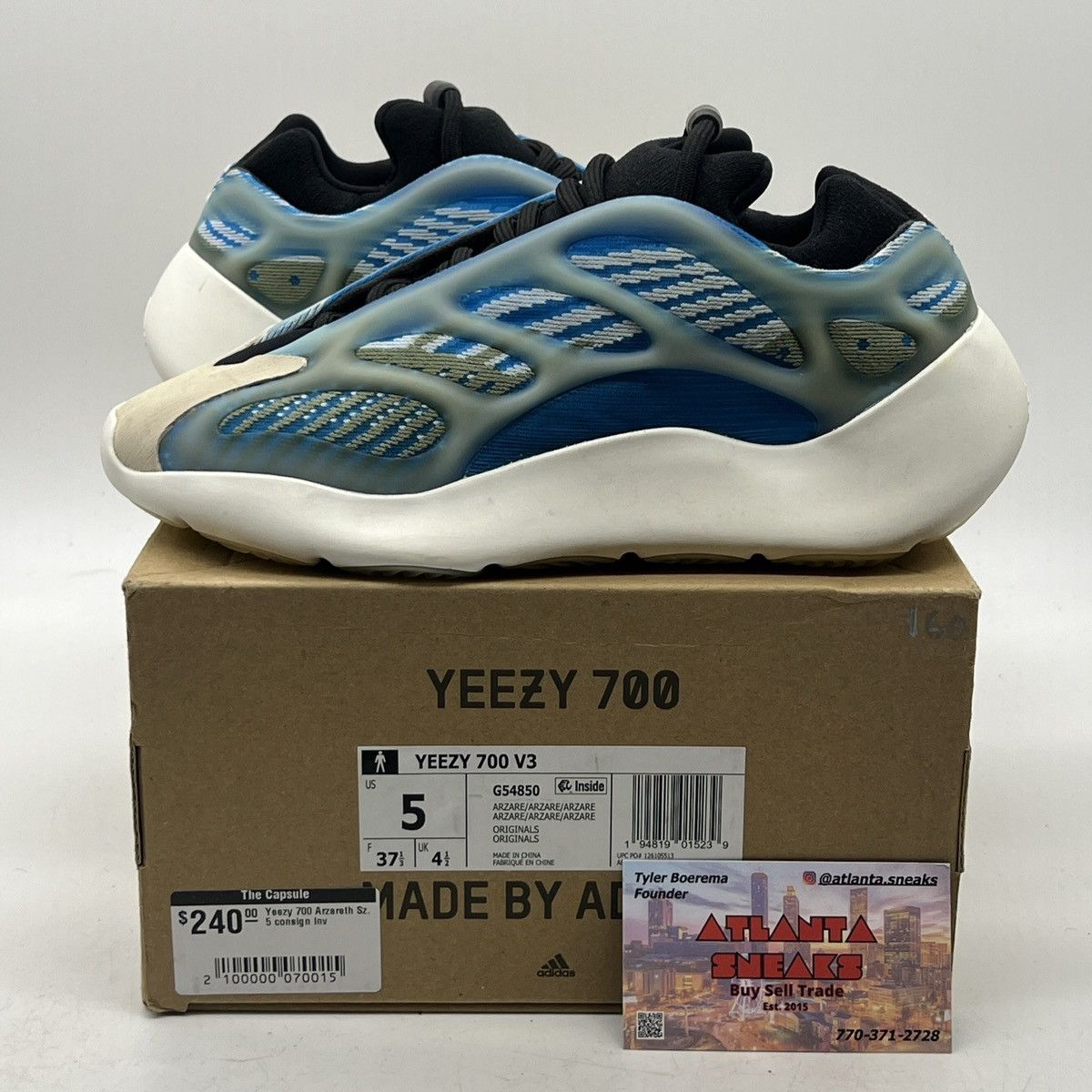 image of Adidas Yeezy 700 Arzareth Shoes in Blue, Men's (Size 5)