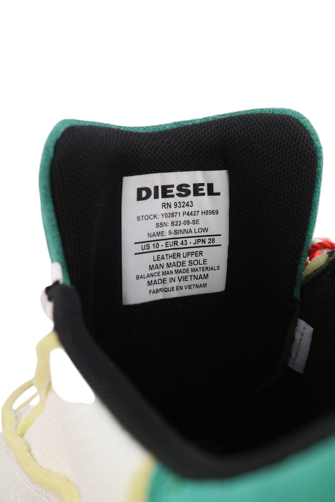 Diesel S-SINNA LOW EU43 White Leather Low Top Logo 41104 Size US 10 / EU 43 - 11 Thumbnail