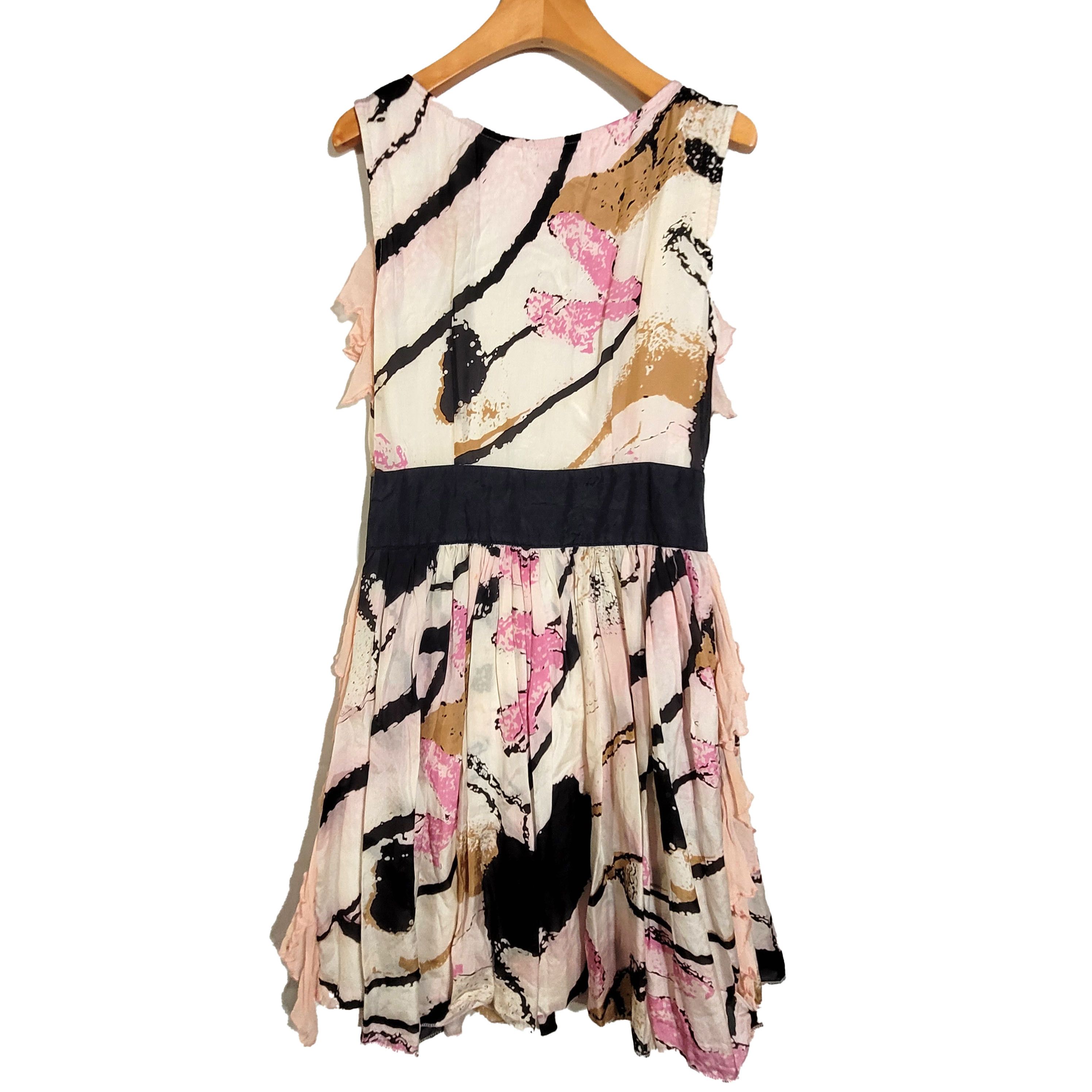 Other Women's Silk Size XS Sleeveless A-Line Dress SAK202 Size S / US 4 / IT 40 - 2 Thumbnail